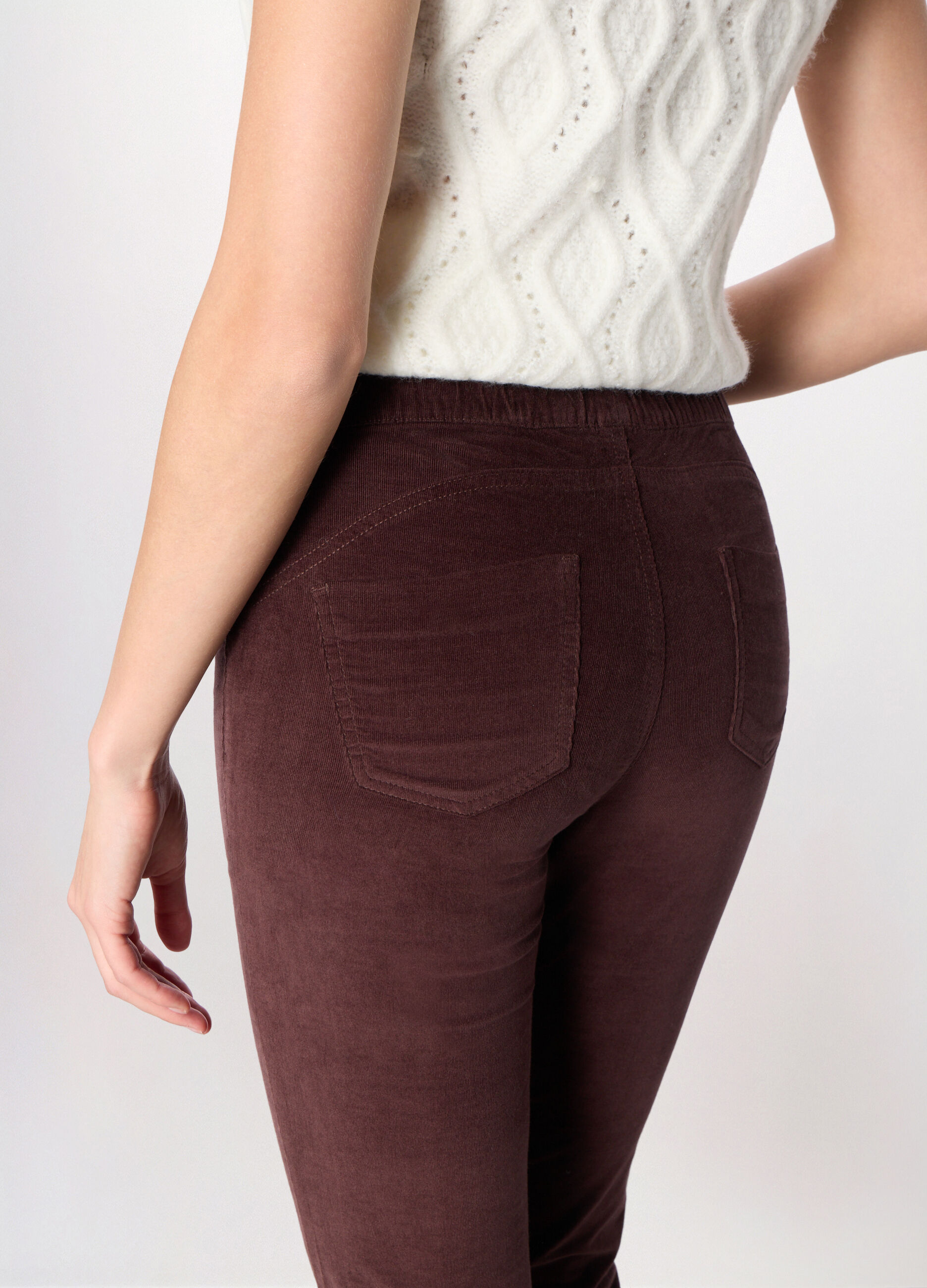 Treggings in velluto a coste di cotone stretch donna_2