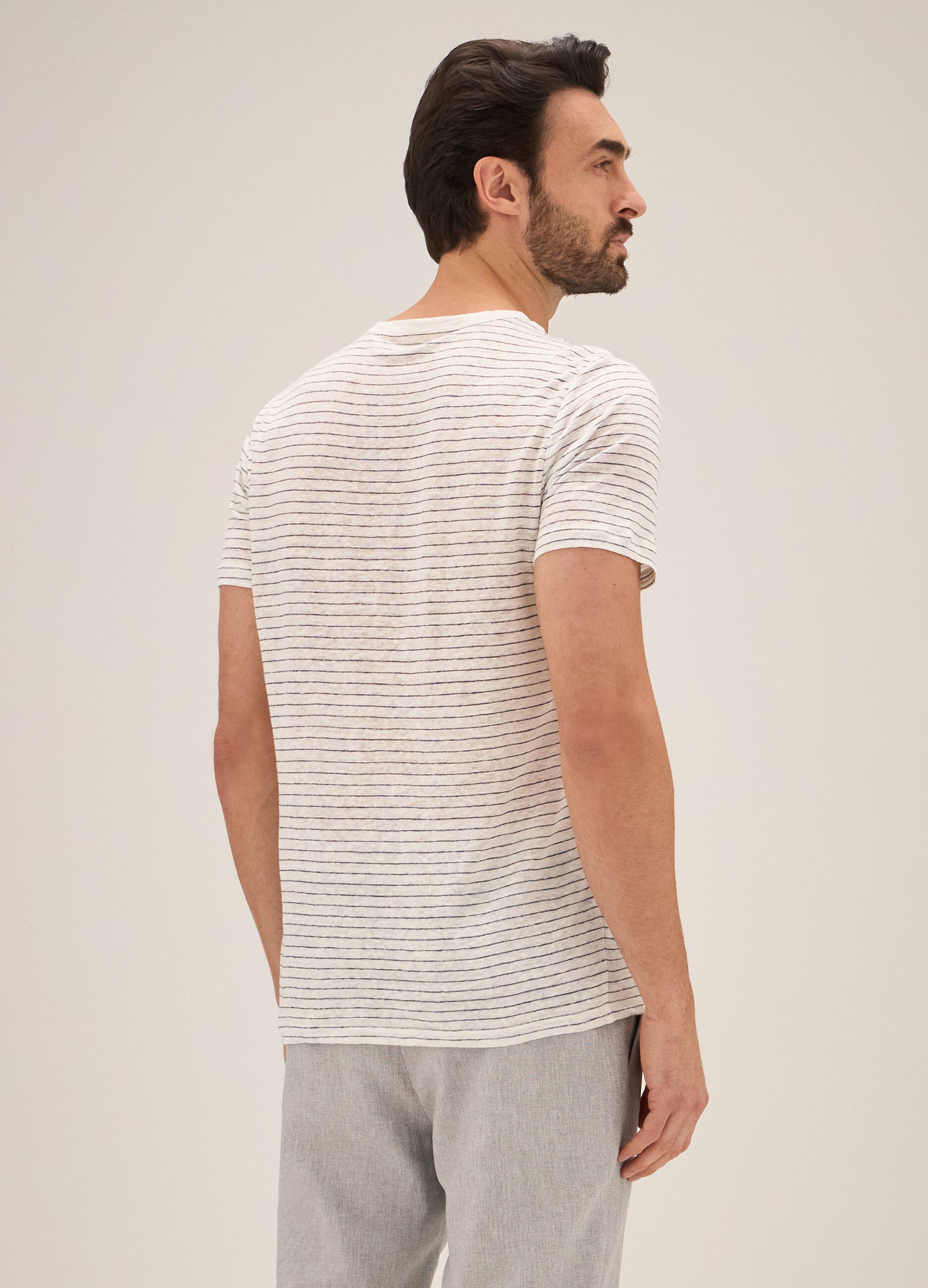 T-shirt in puro lino rigato Rumford uomo_1