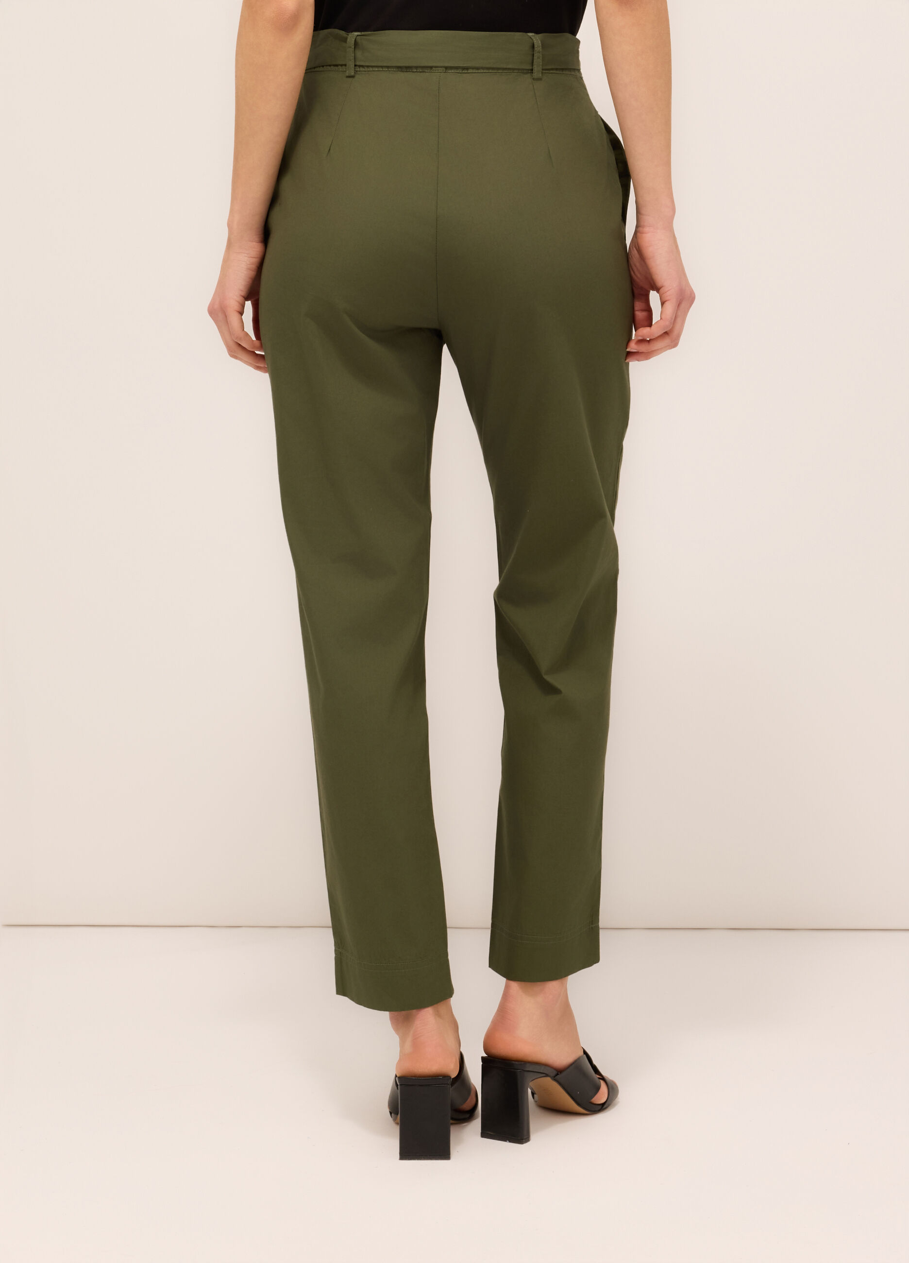 Pantaloni in popeline di puro cotone donna_1