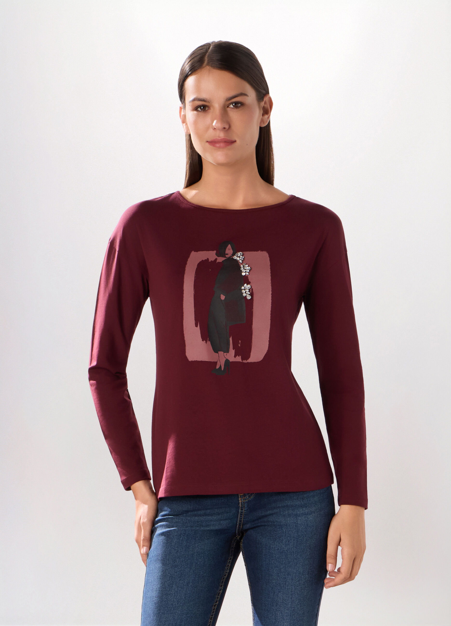 T-shirt in jersey di cotone stretch donna_0