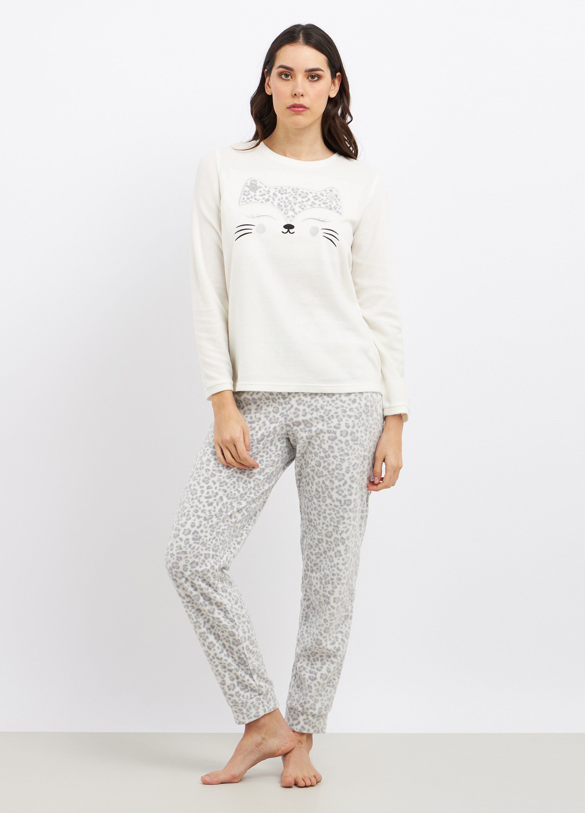 Set pigiama lungo in micro fleece donna_0