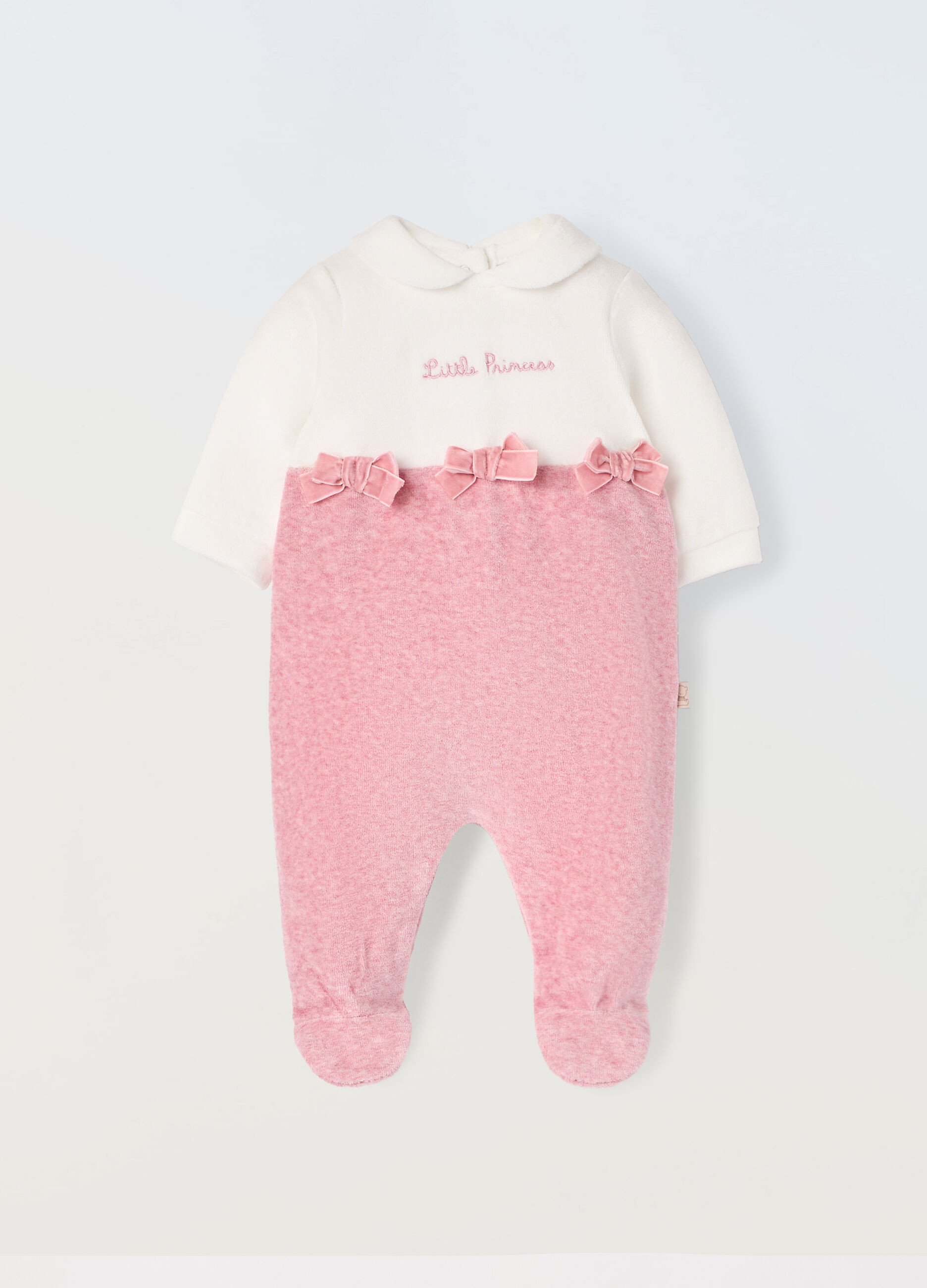 Tutina velours con applicazioni neonata