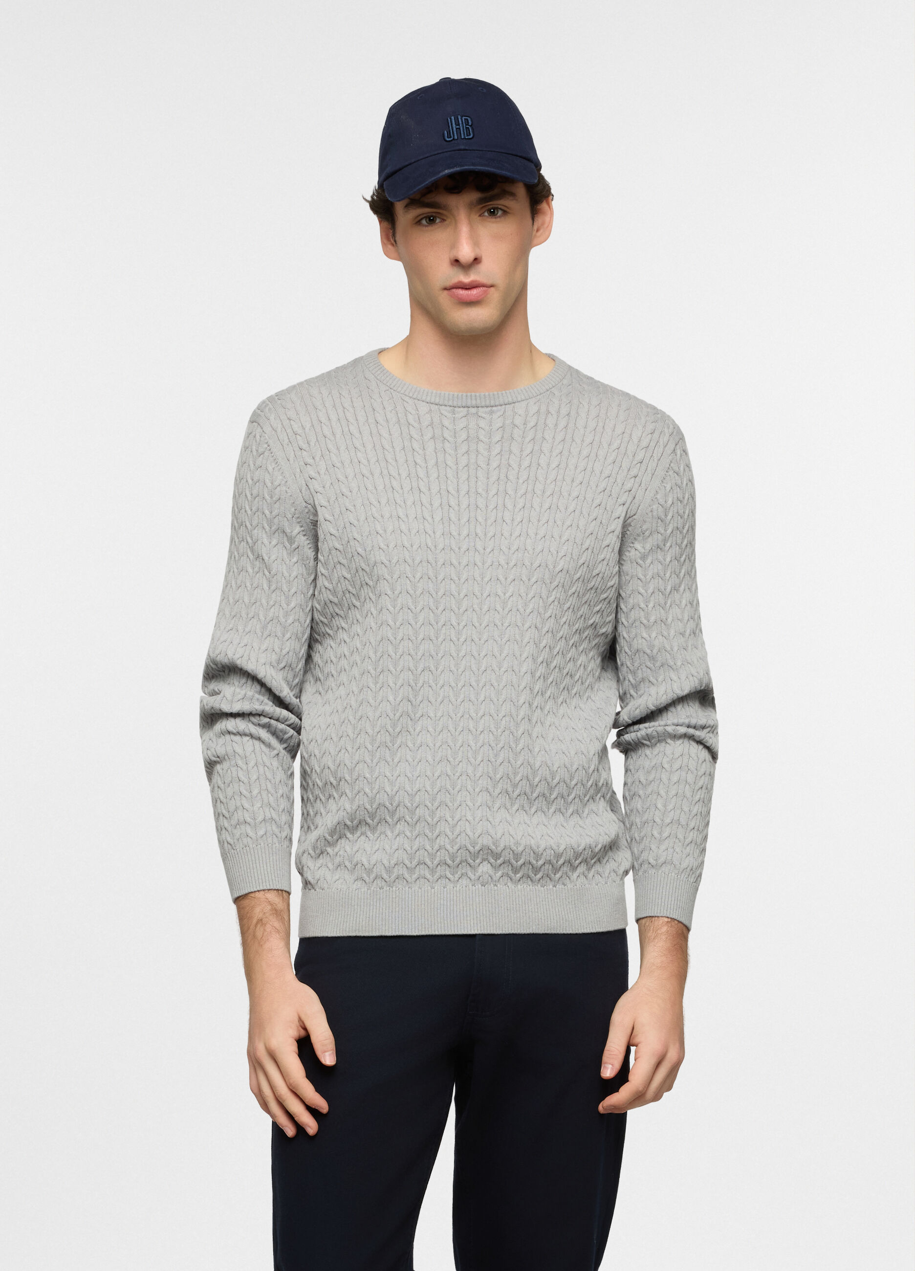 Maglione girocollo a trecce uomo_0