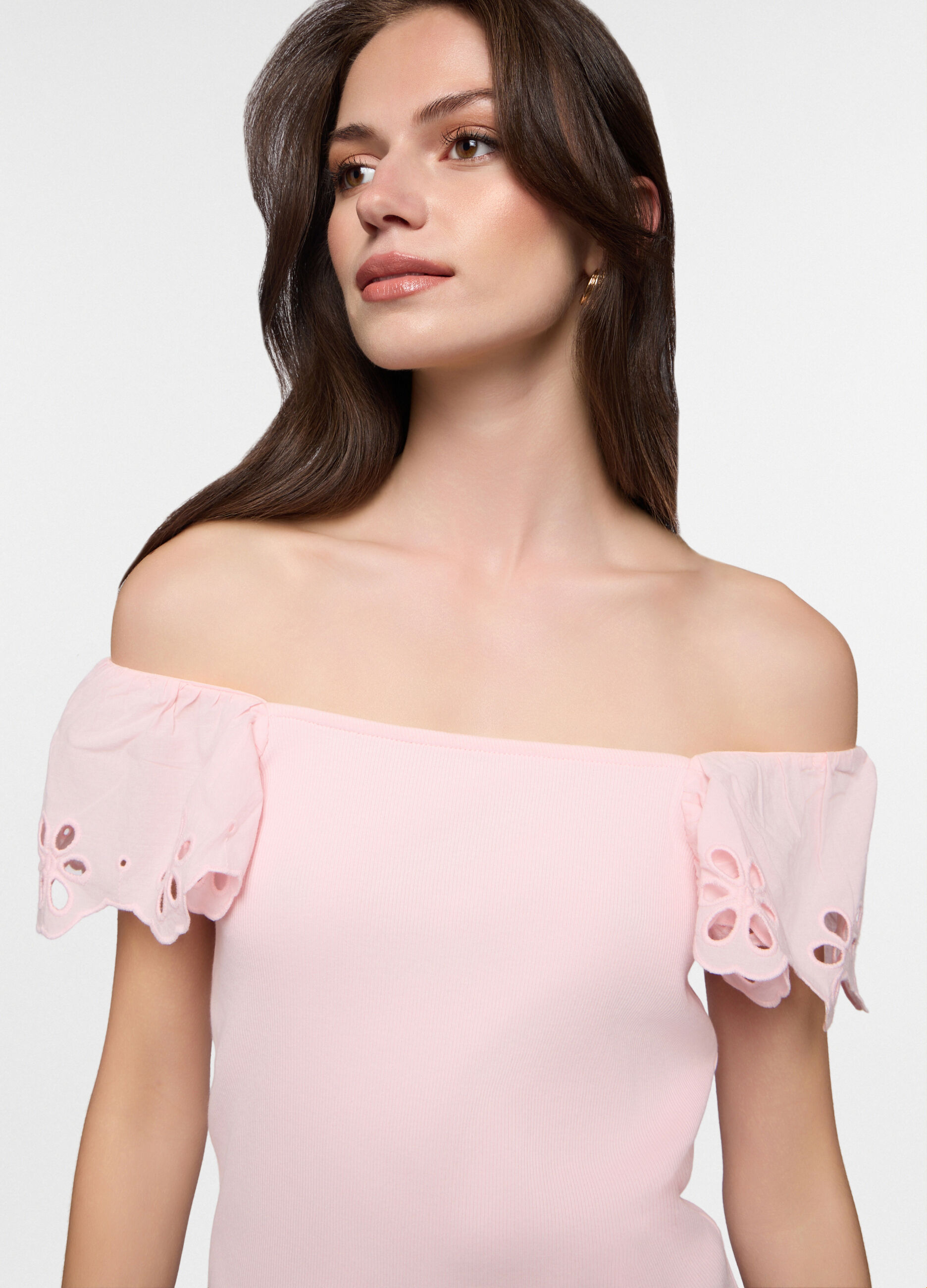 T-shirt con scollo dritto stretch donna_2