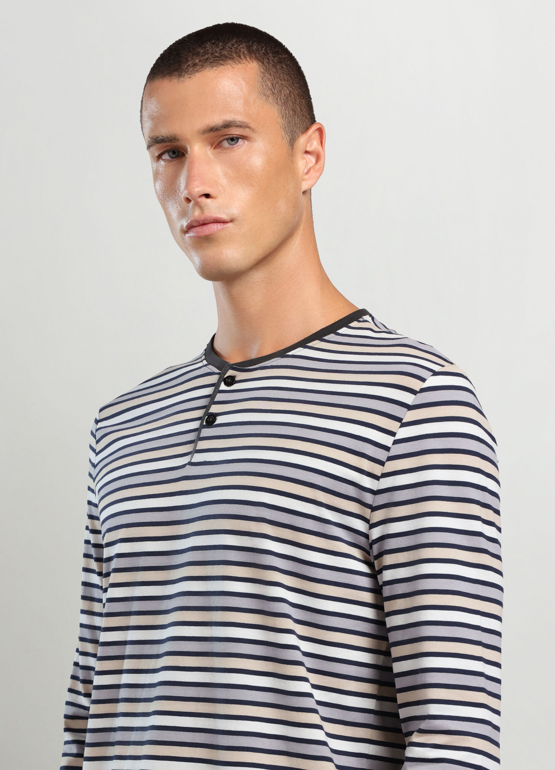 Pigiama lungo a righe in cotone uomo_2