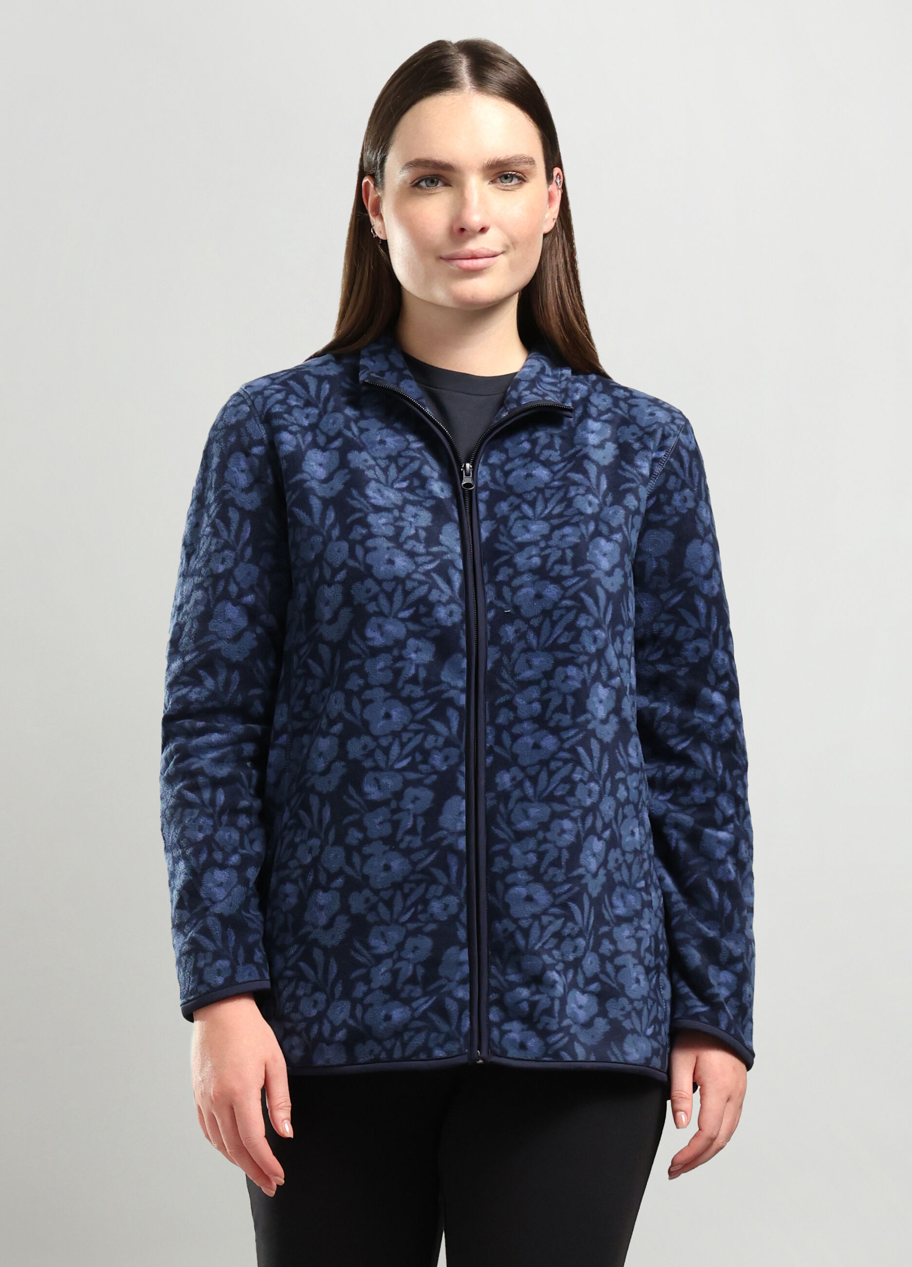 Felpa in pile con stampa donna curvy_0