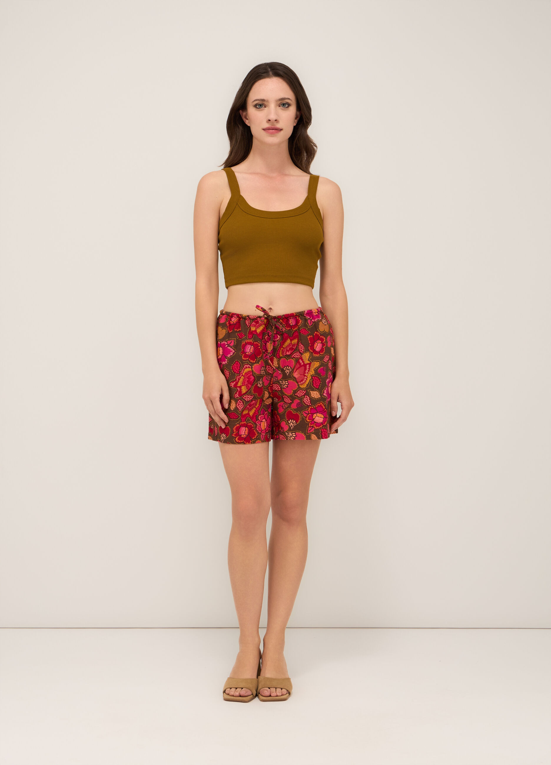 Shorts in misto lino donna_0