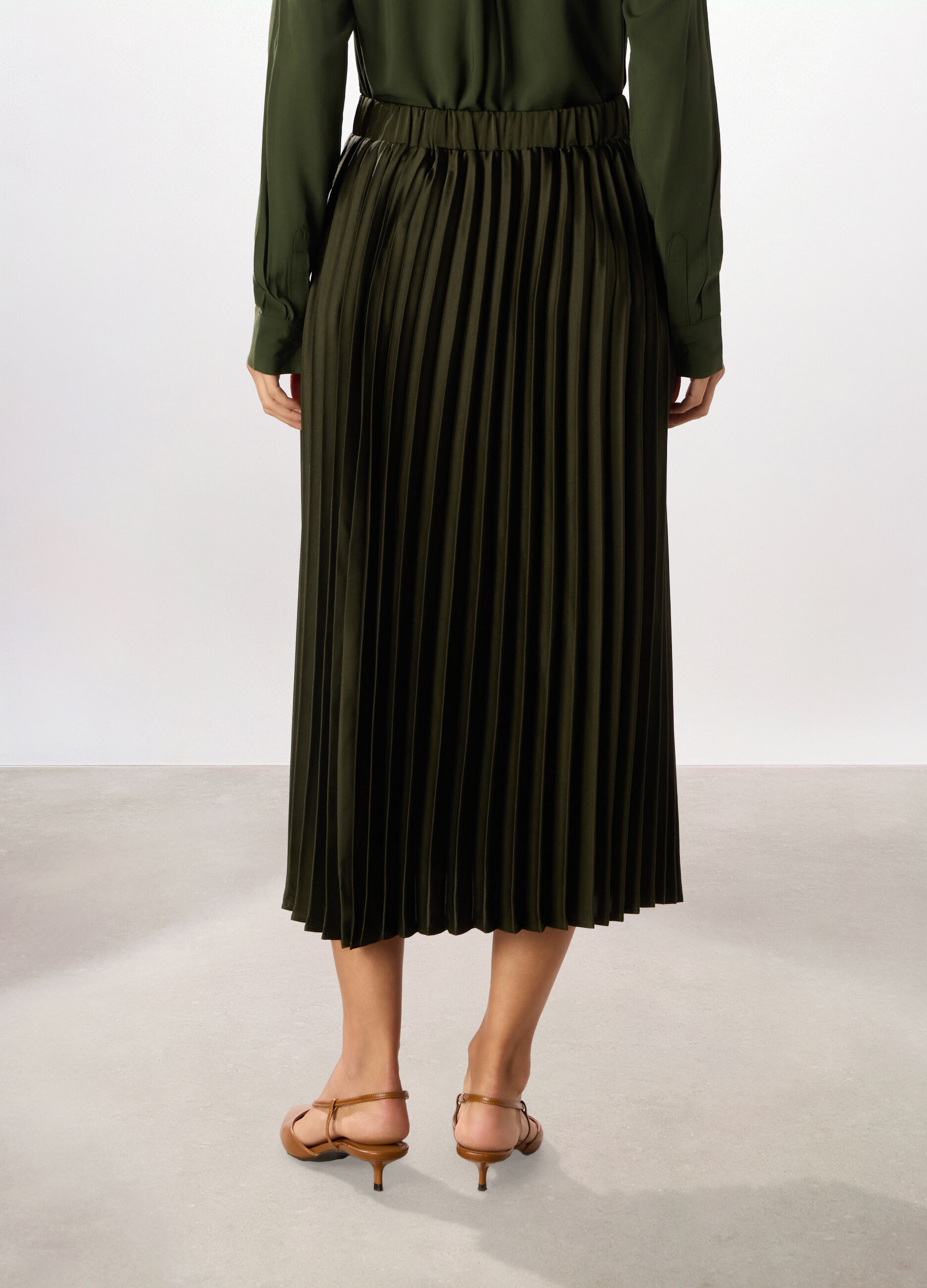 Gonna in raso plissé donna_1