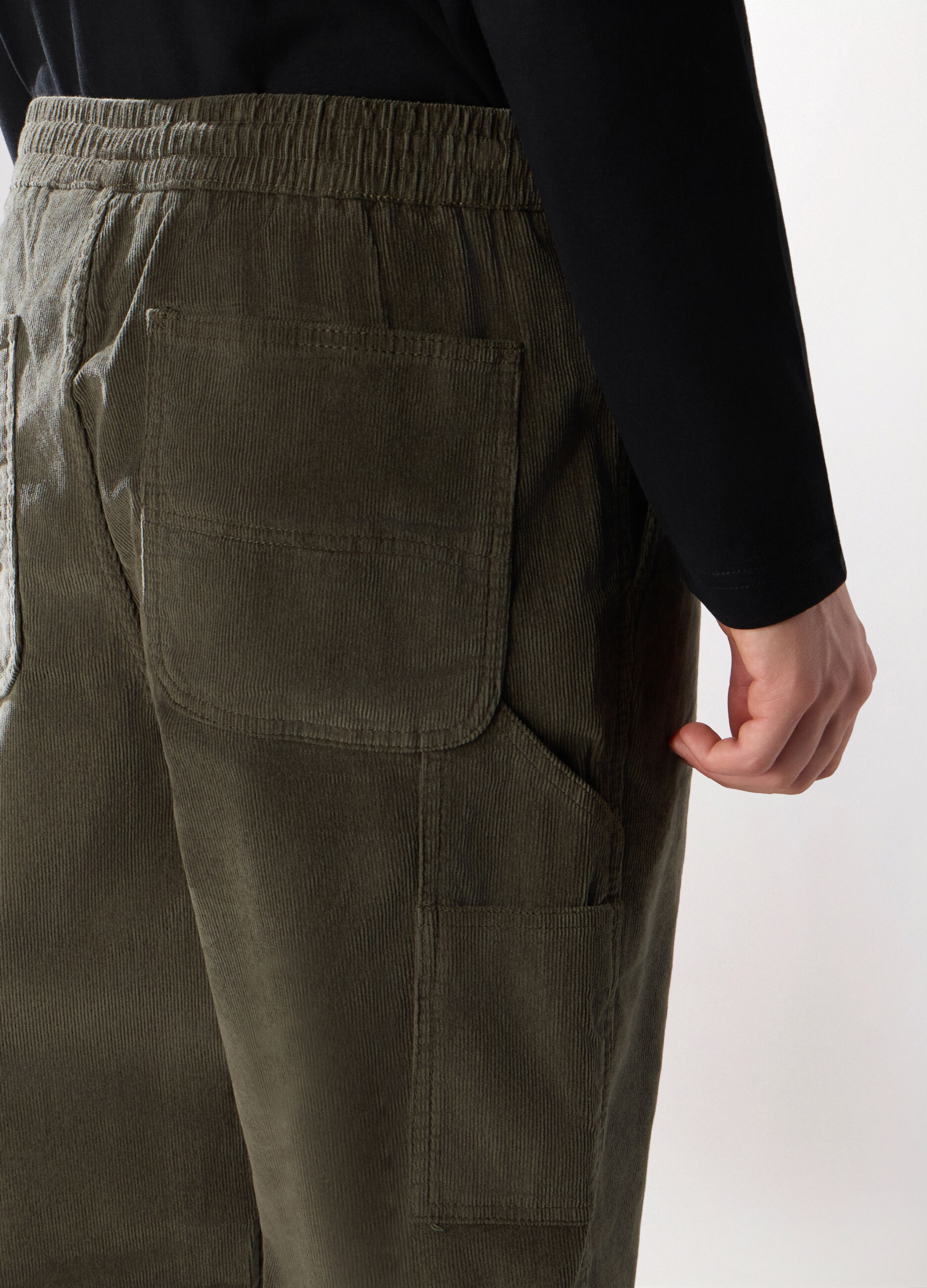 Pantalone in velluto a coste di cotone stretch uomo_2