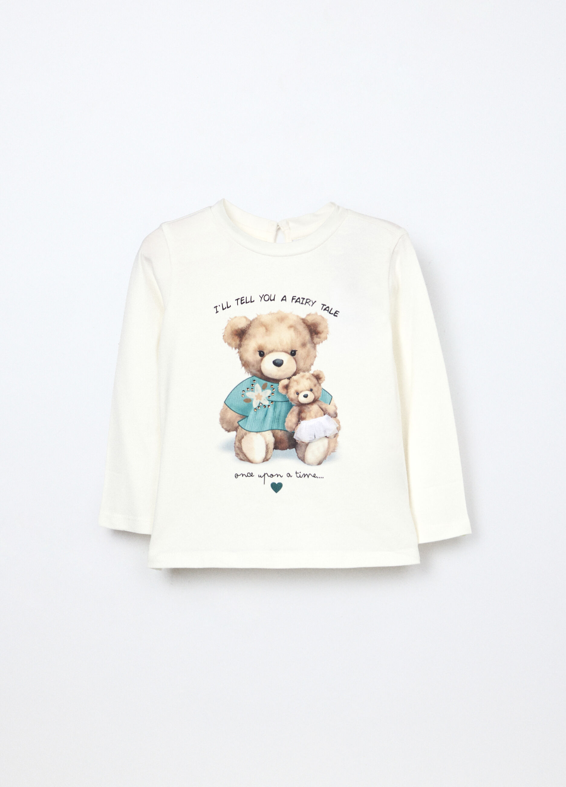 T-shirt a maniche lunghe in cotone stretch neonata_0