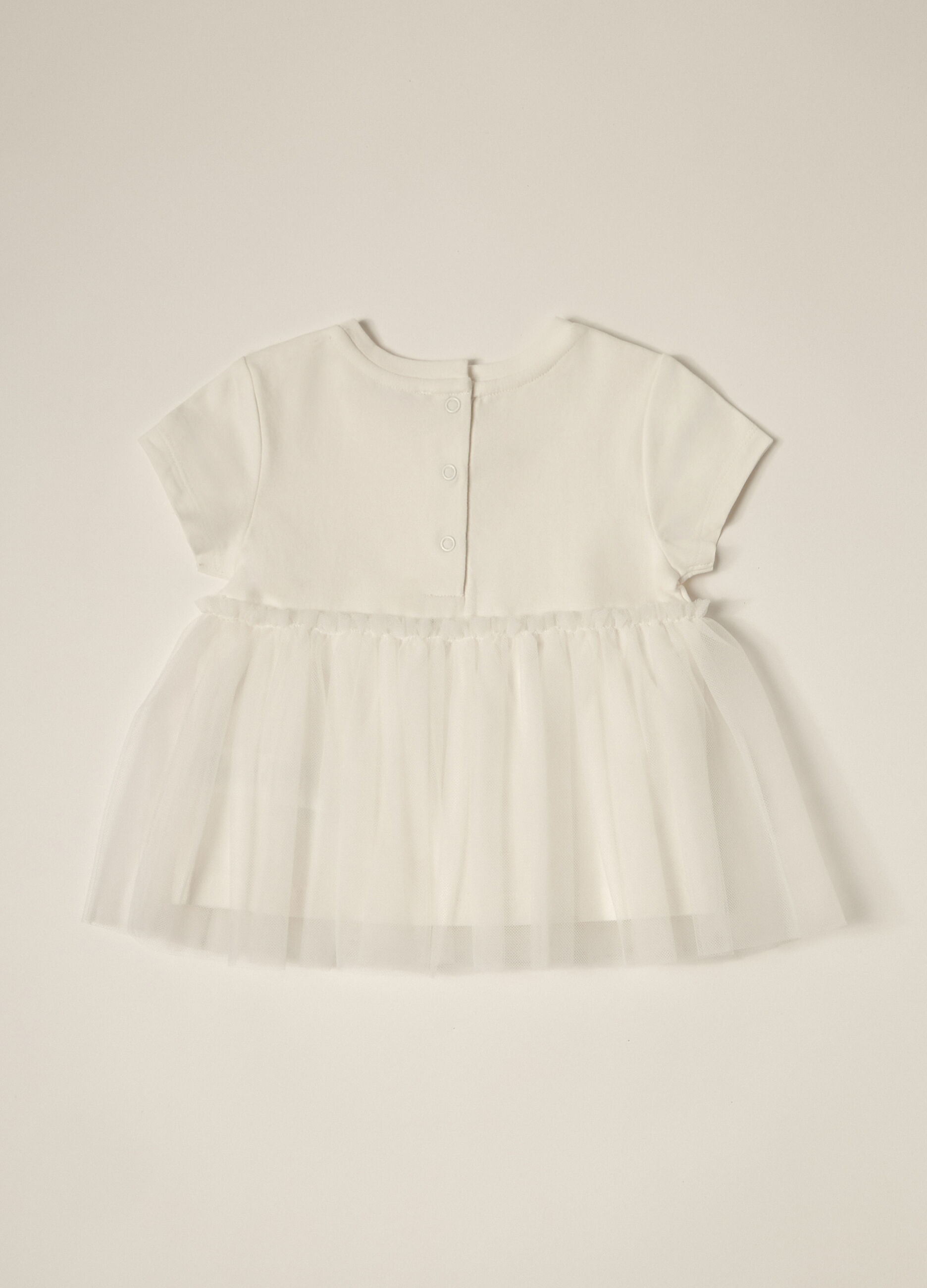 T-shirt in jersey stretch con tulle IANA neonata_2