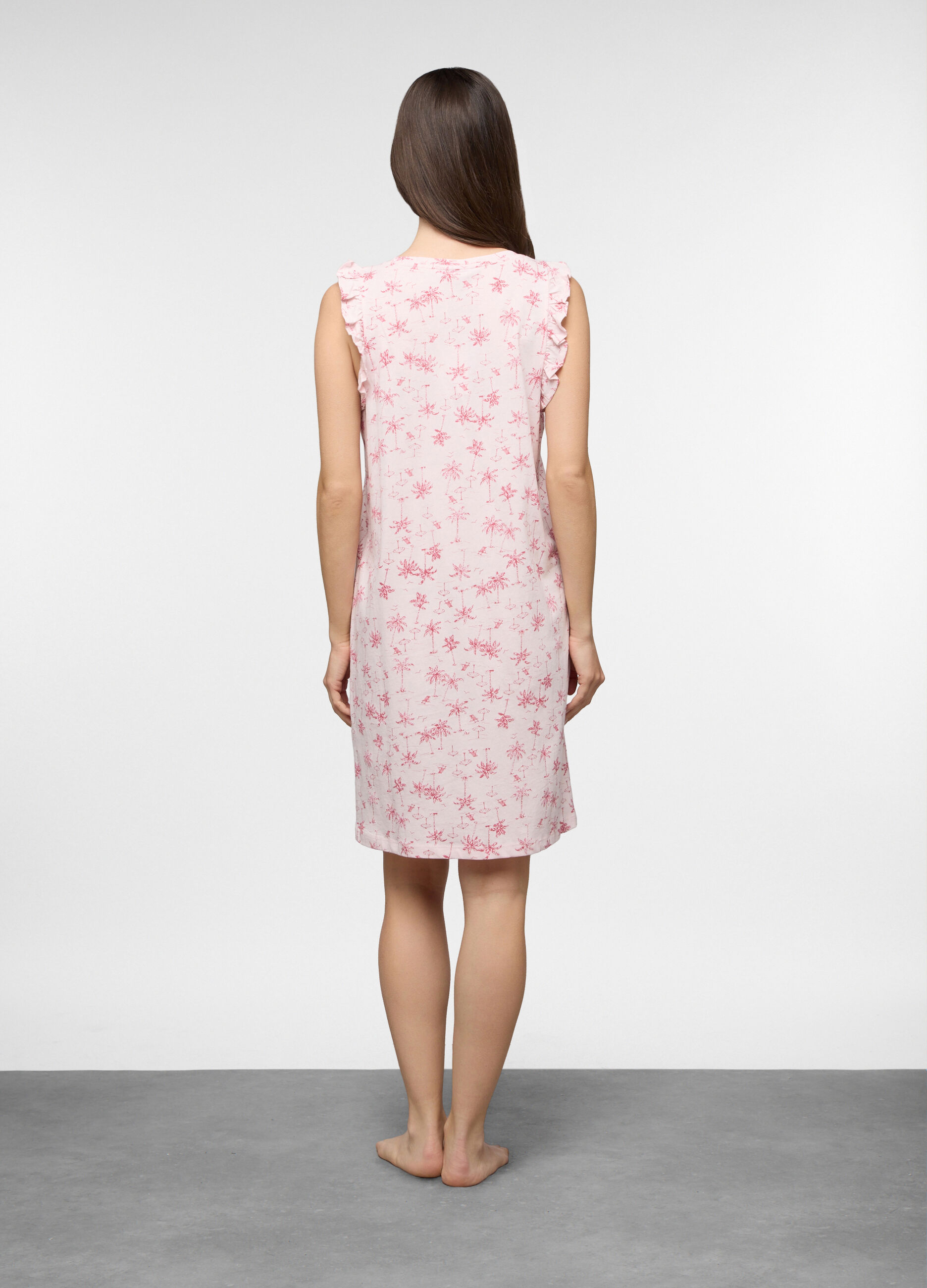 Camicia da notte corta in jersey di puro cotone donna