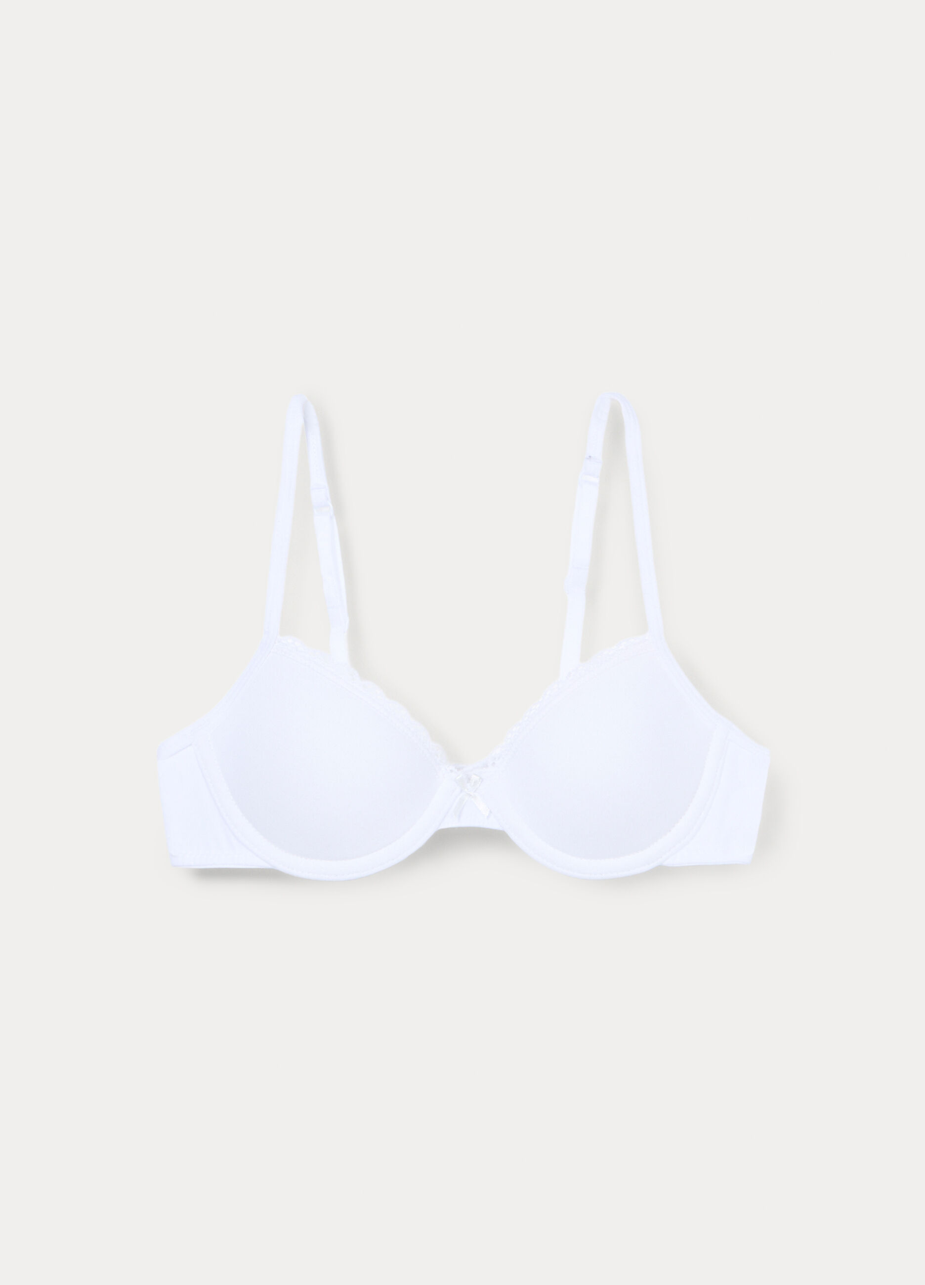 Reggiseno imbottito in cotone stretch con pizzo ragazza_0