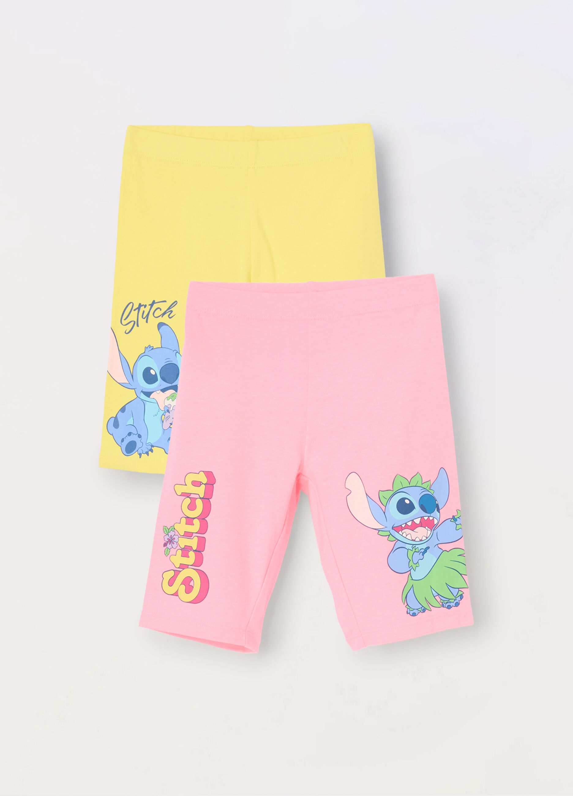 Pack 2 leggings corti in misto cotone stretch bambina_0
