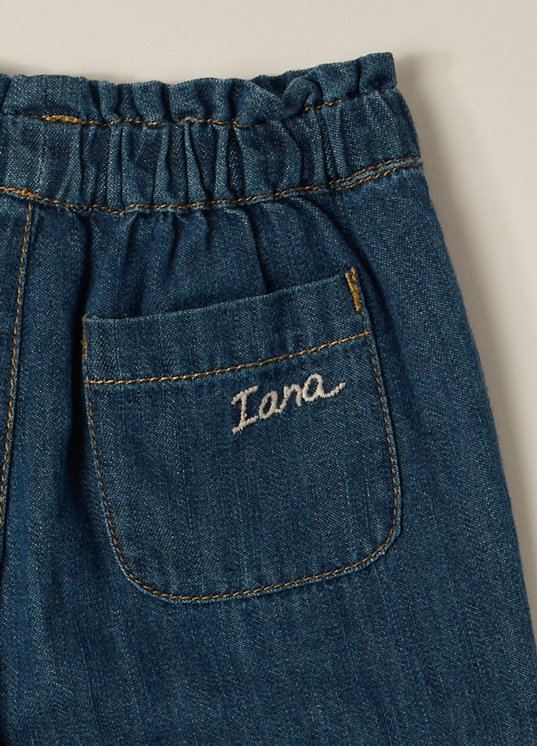 Pantaloni in denim di puro cotone IANA neonata_1