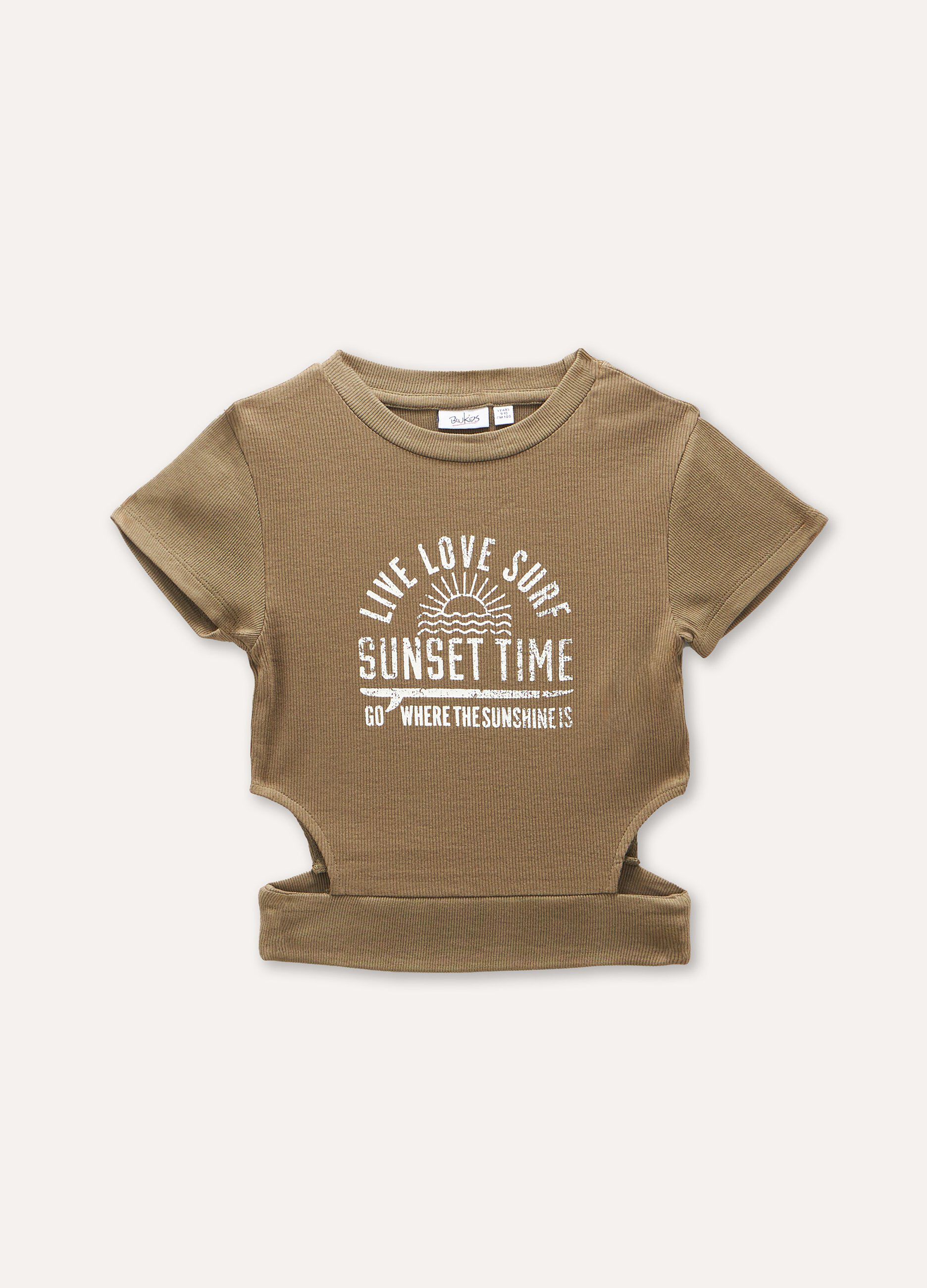 T-shirt in costina di viscosa stretch ragazza_0