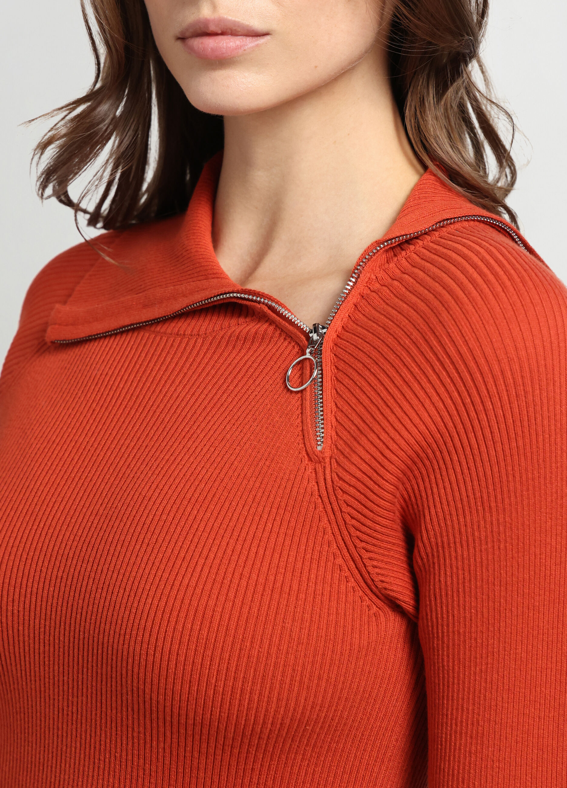 Pullover tricot in costina di misto cotone donna_2