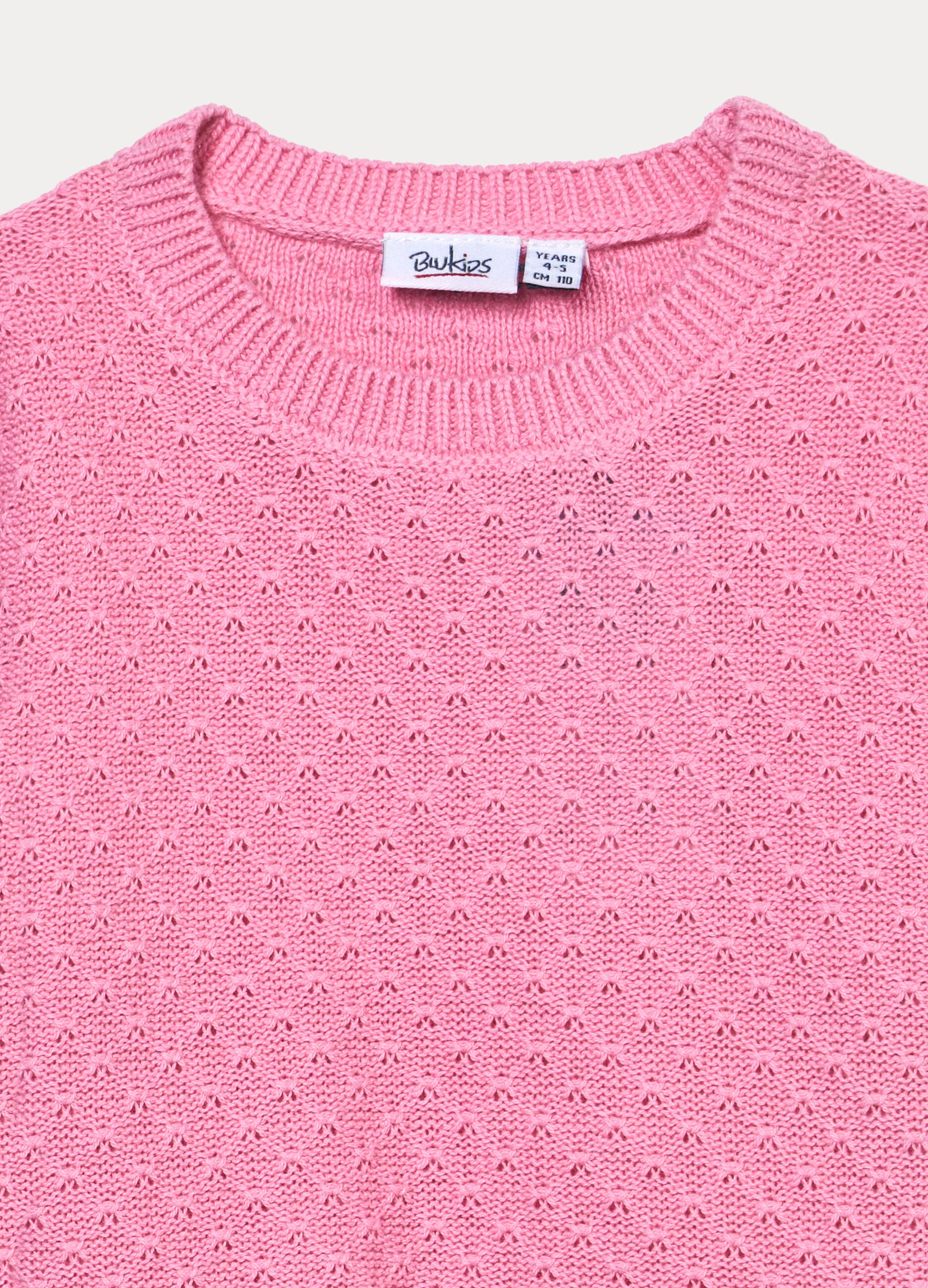 Maglia girocollo operata in puro cotone bambina_2