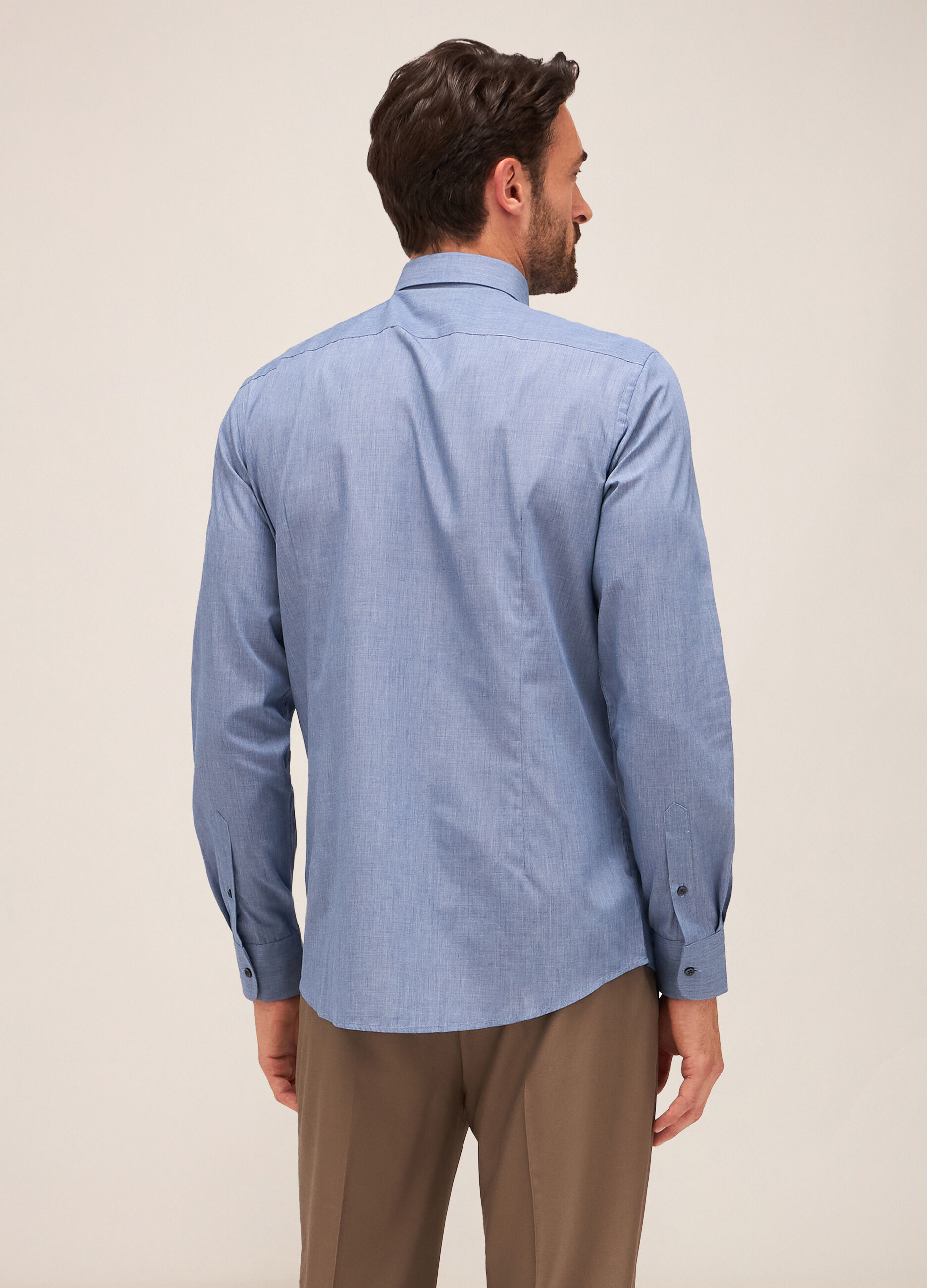 Camicia slim fit colletto francese in misto cotone uomo_1