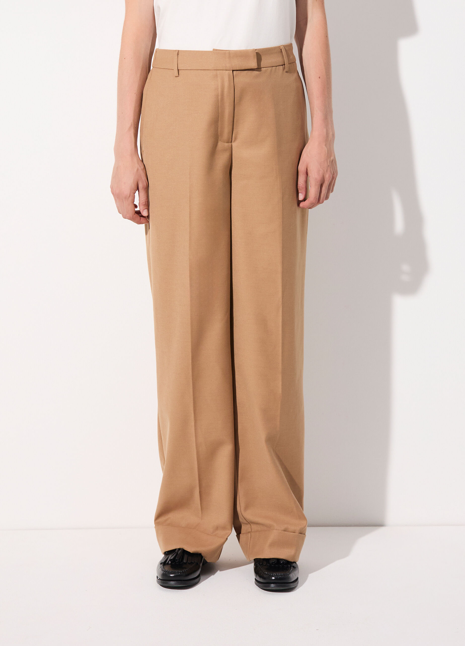 Pantalone palazzo in misto lana e viscosa donna_1