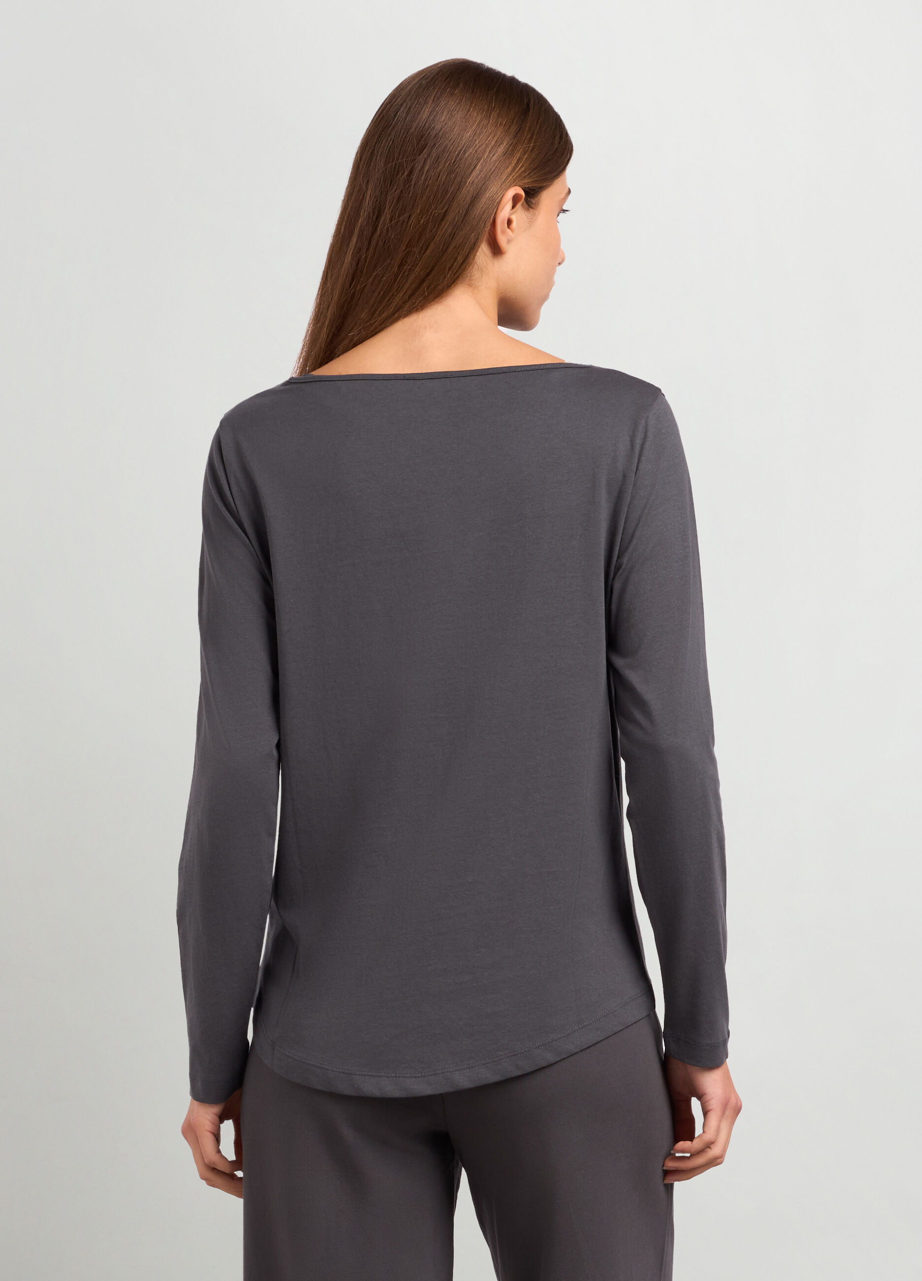T-shirt a maniche lunghe in puro cotone con stampa donna_1