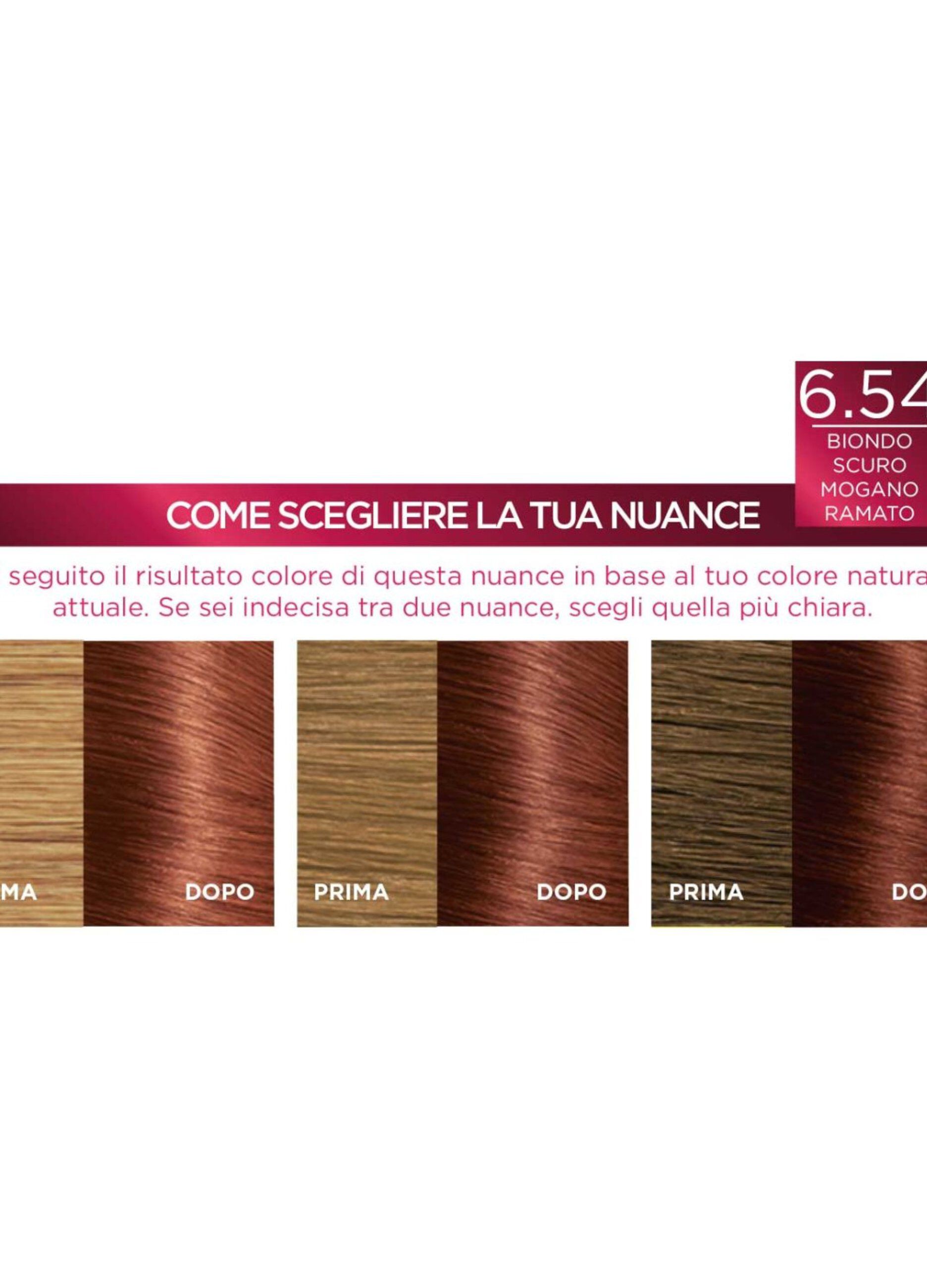 L'Oréal Paris Tinta Capelli Excellence, Copre i capelli bianchi, colore ricco, luminoso e a lunga durata, 6.54 Biondo Scuro Mogano Ramato.