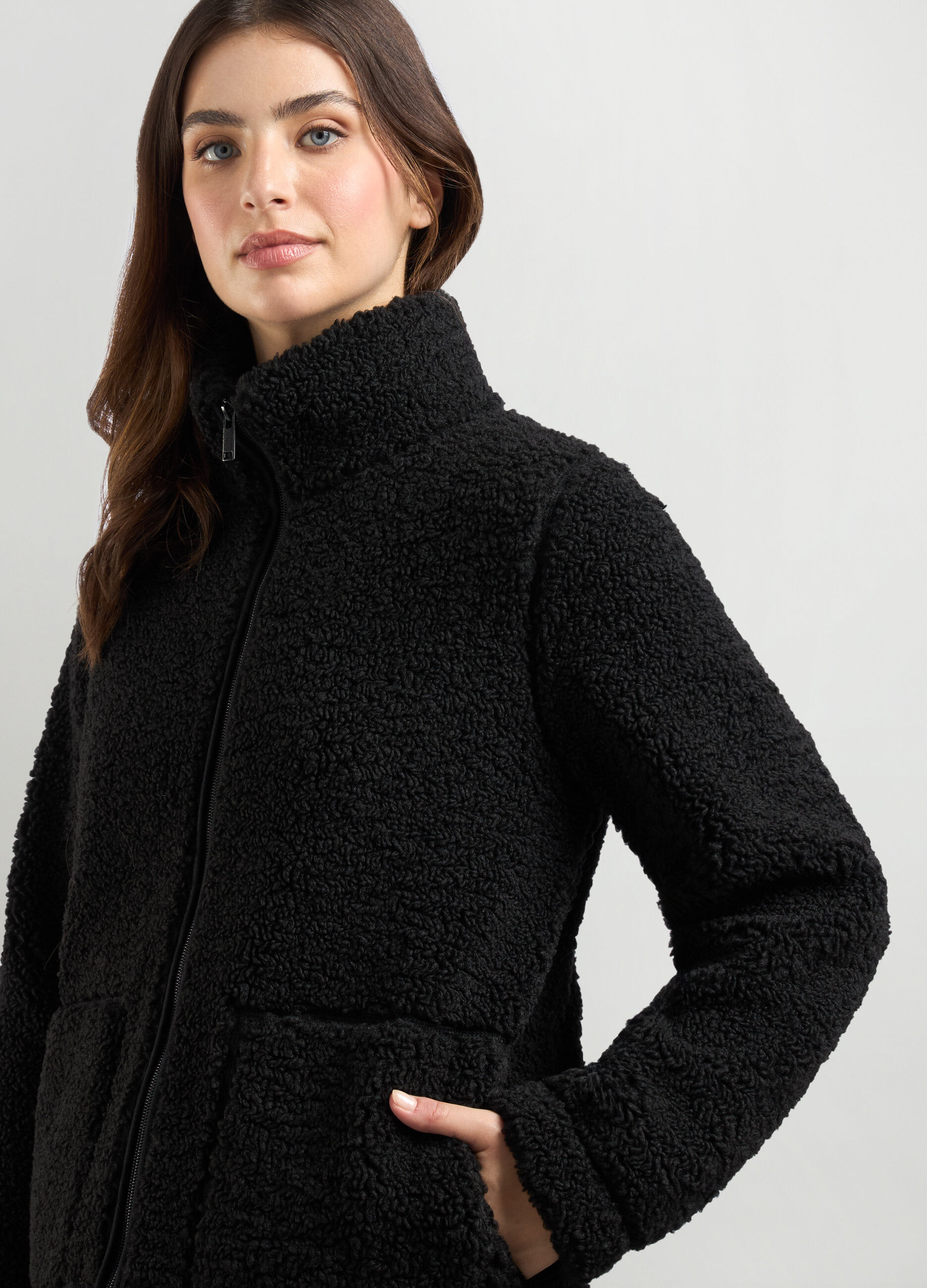 Felpa in sherpa full zip donna_2