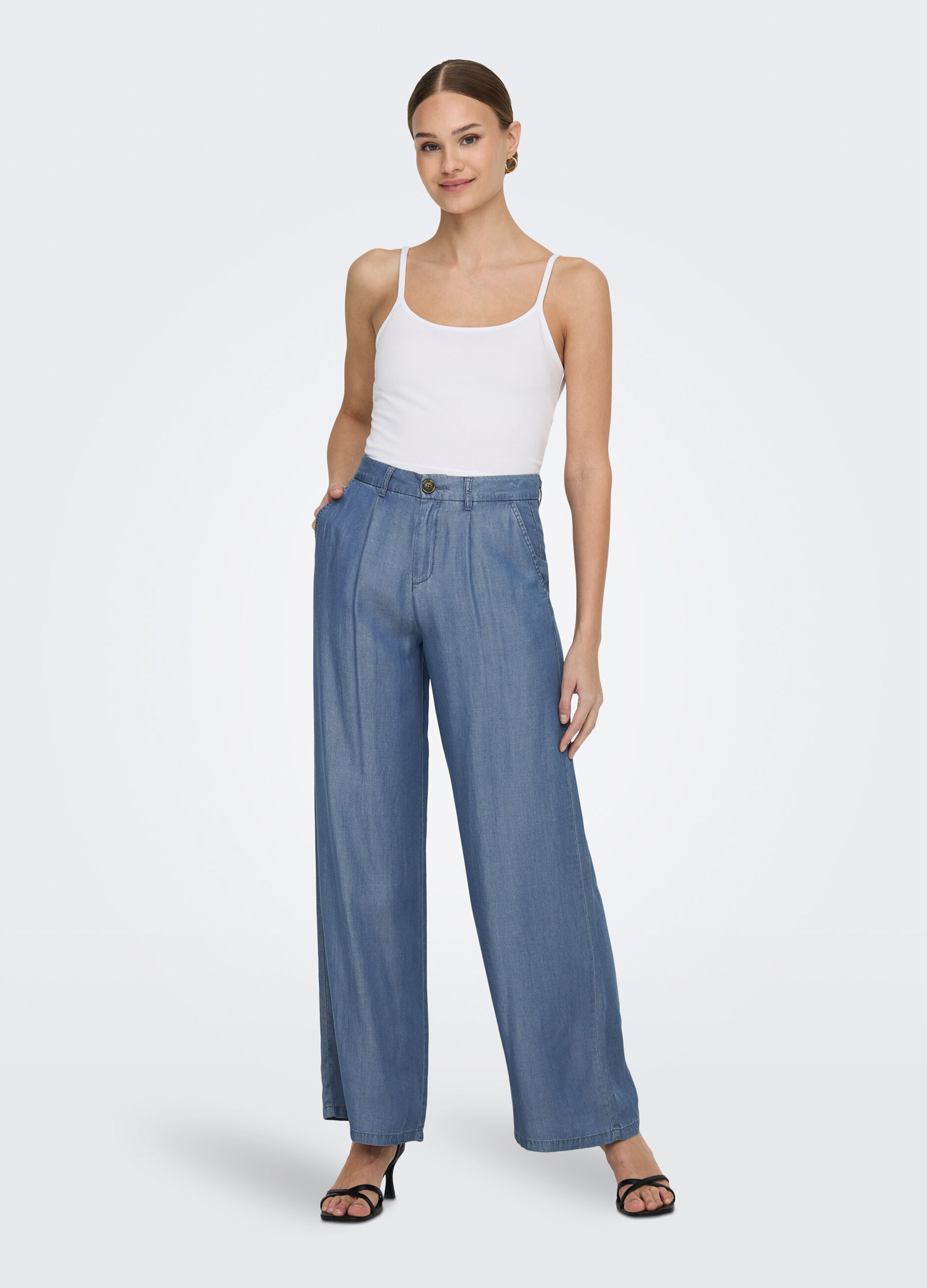 Pantaloni palazzo in puro cotone donna_0