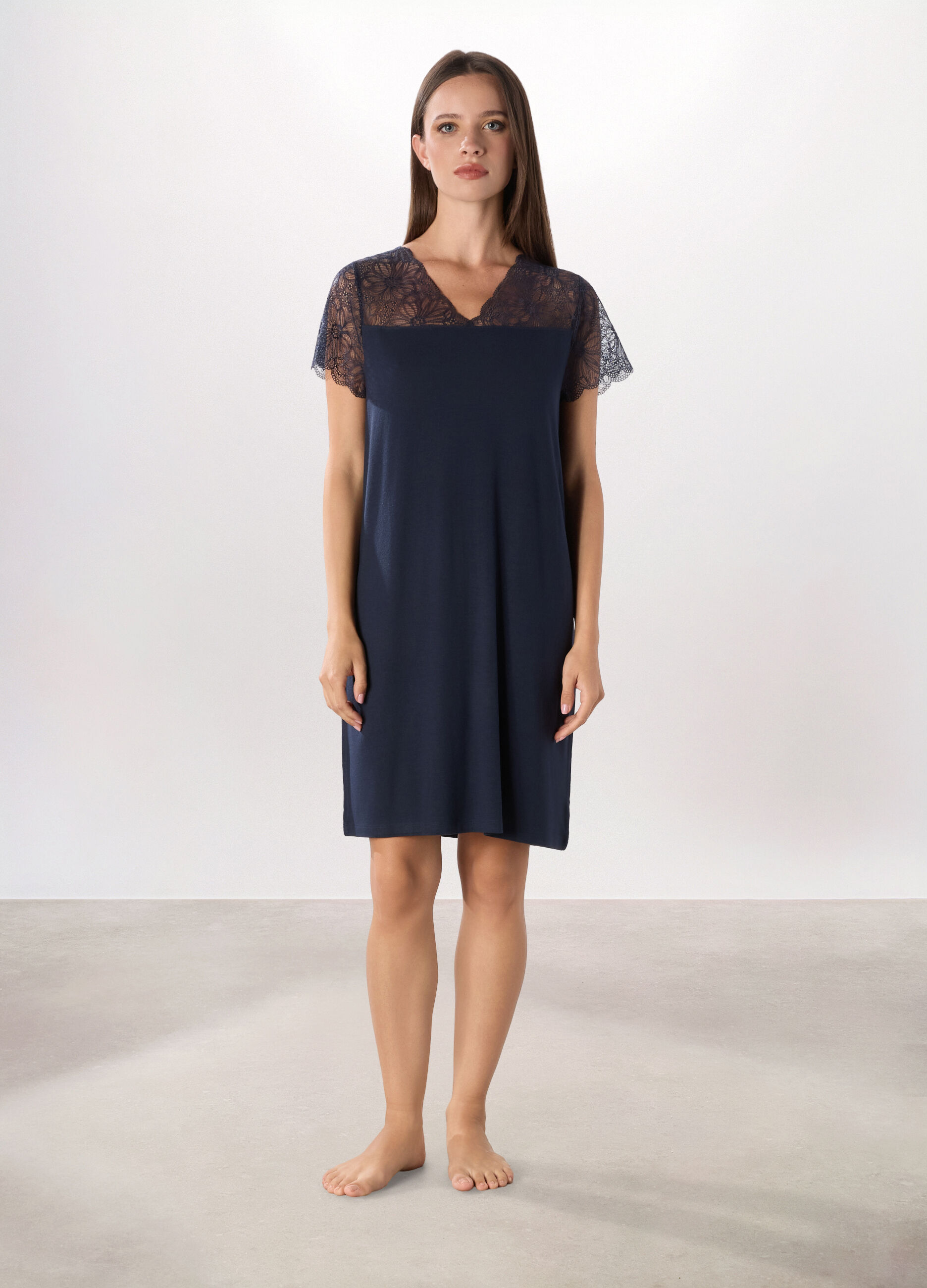 Camicia da notte con pizzo donna_0