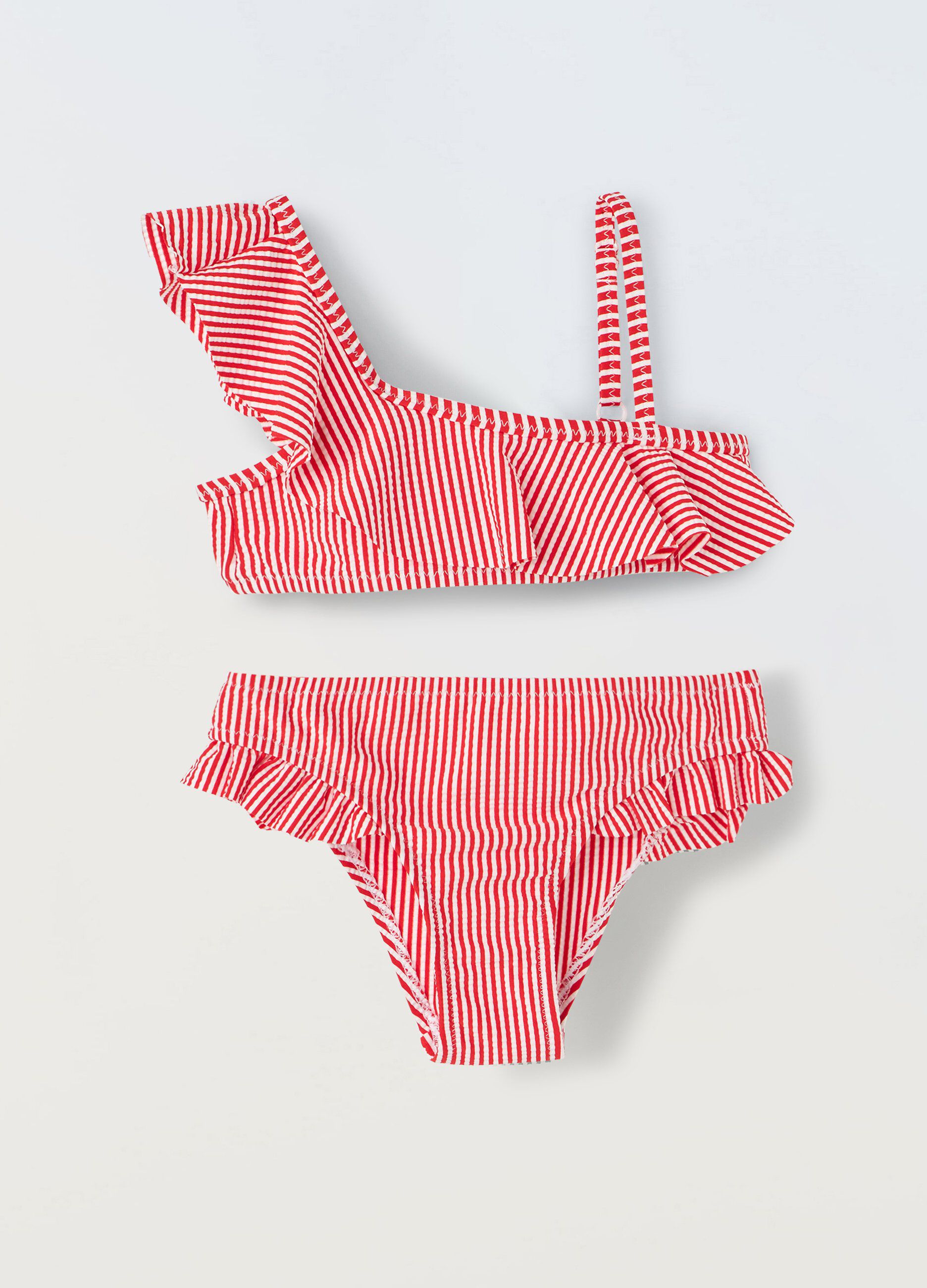 Bikini asimmetrico con motivo a righe bambina_0