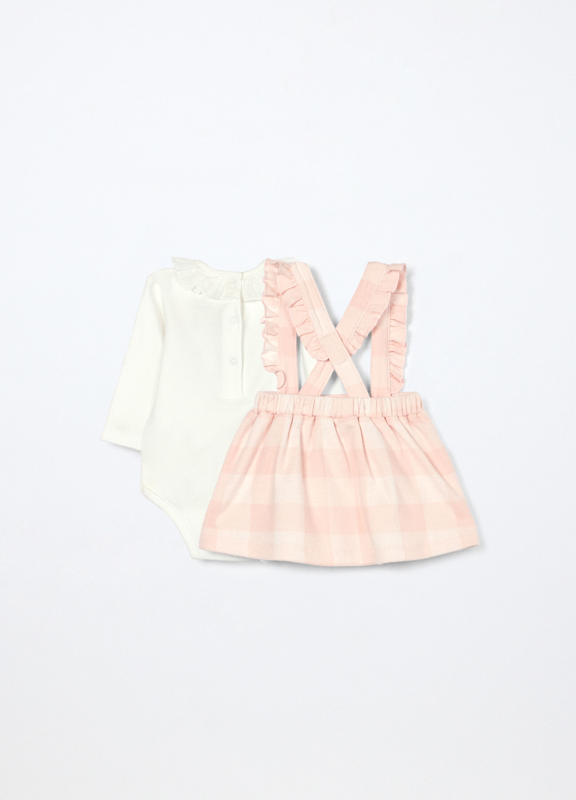 Set body + salopette in interlock di puro cotone neonata_1