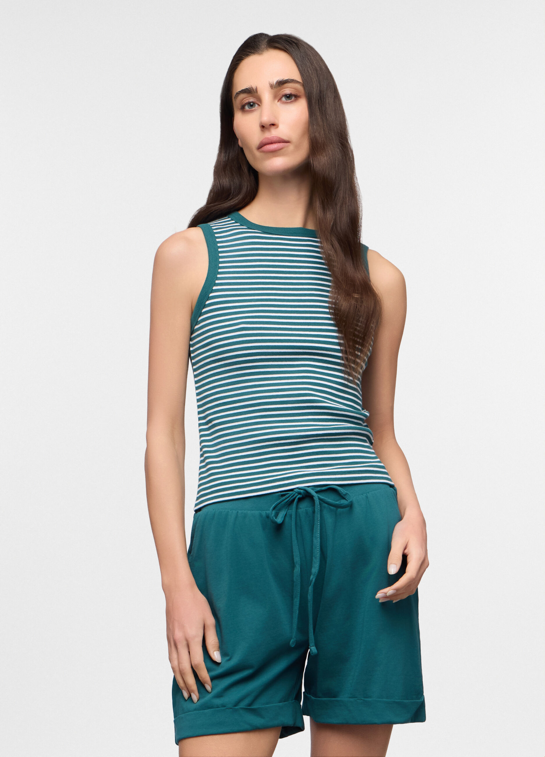 Canotta fitted in costina stretch donna