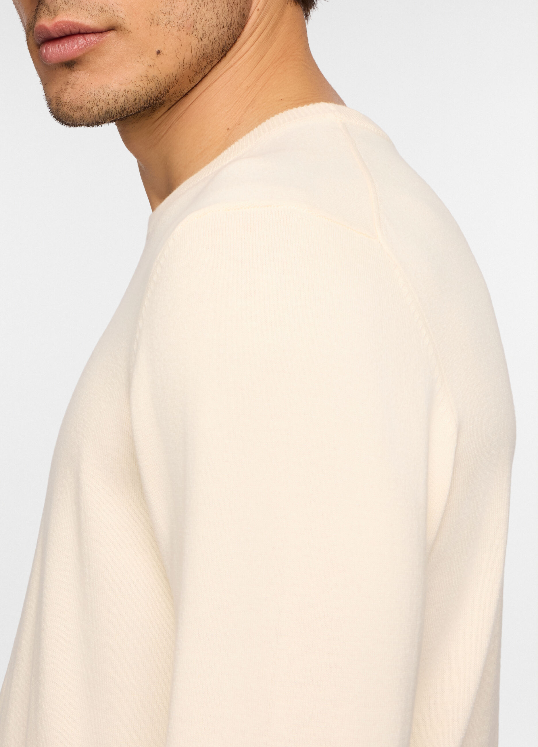 Maglione girocollo maglia rasata in cotone uomo_2