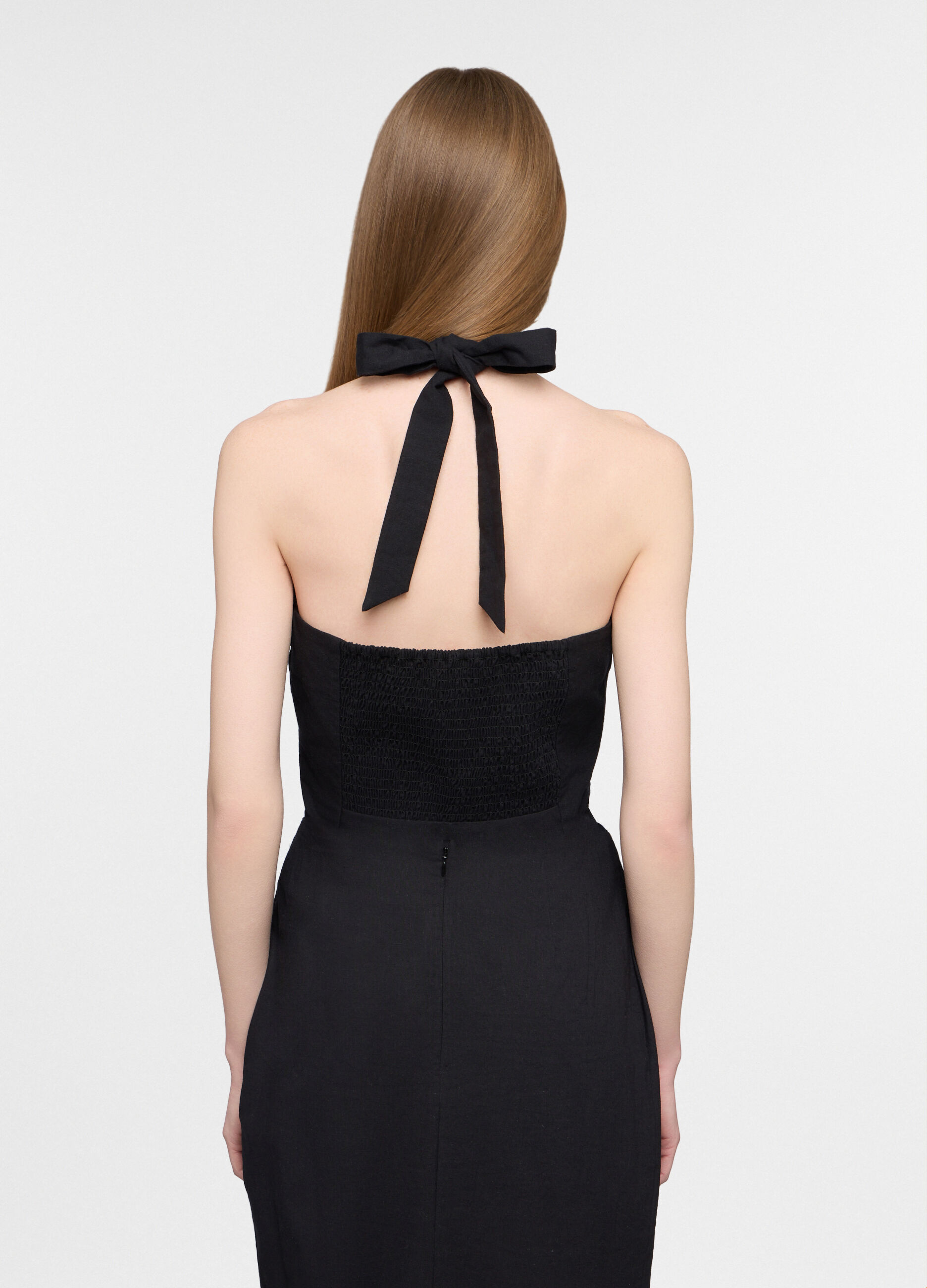 Top fitted misto lino donna