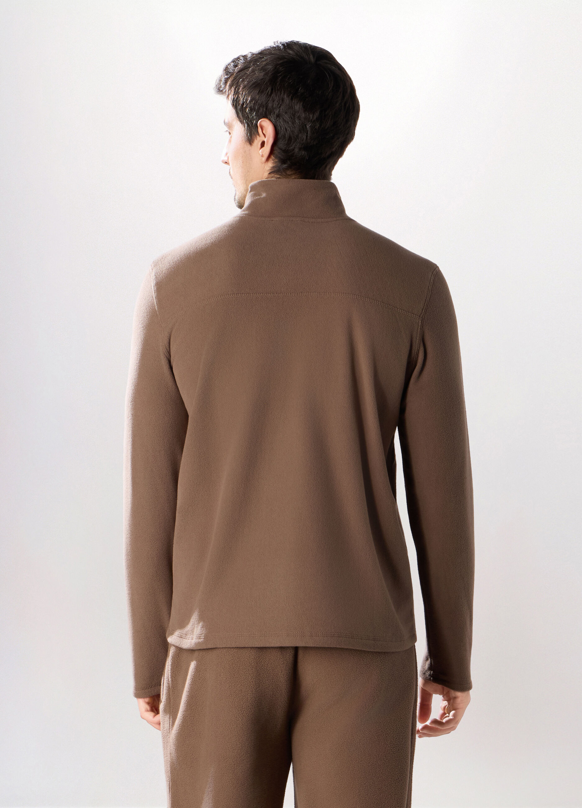 Lupetto con zip in pile uomo_1