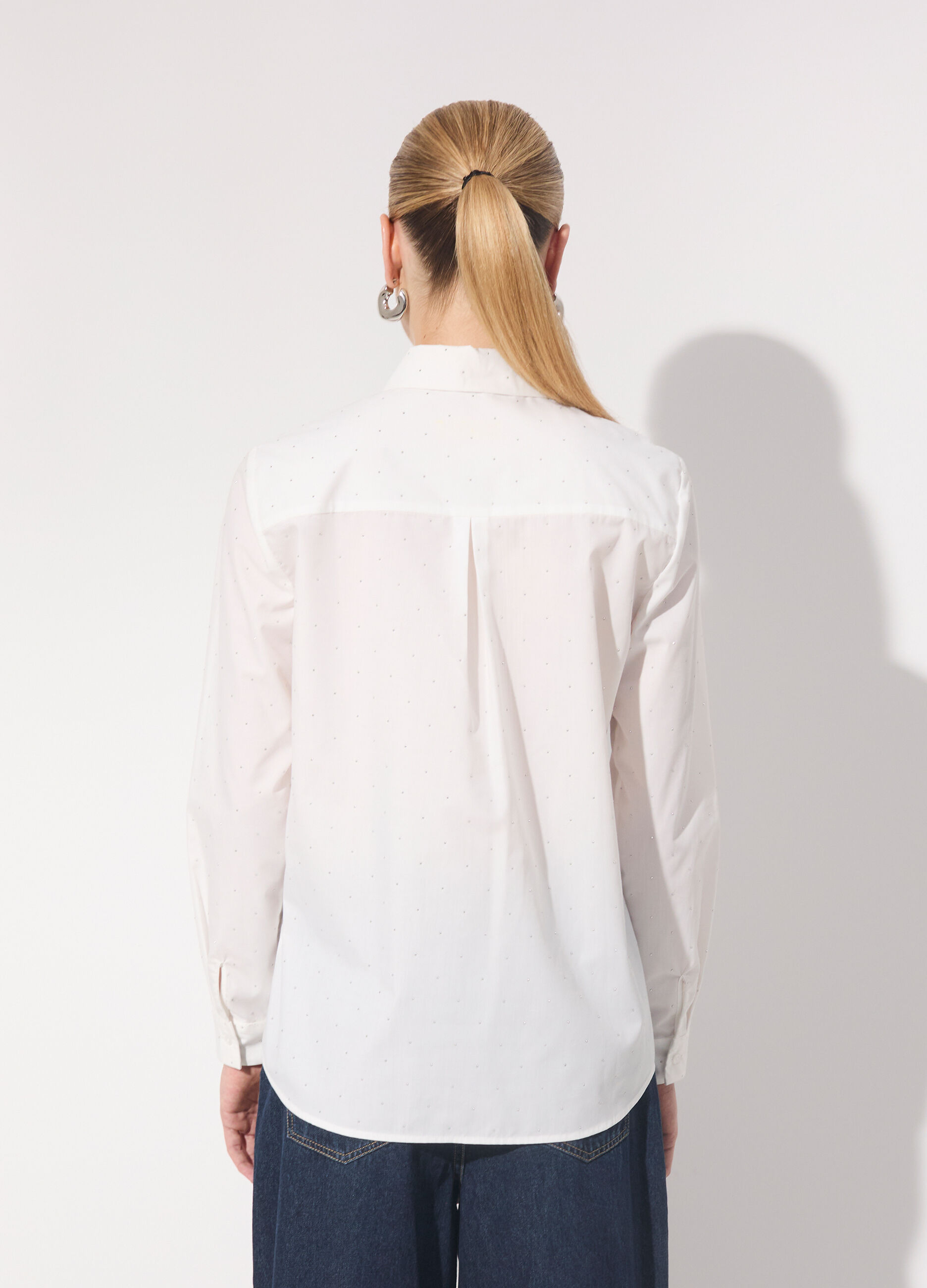 Camicia in cotone con strass donna_2