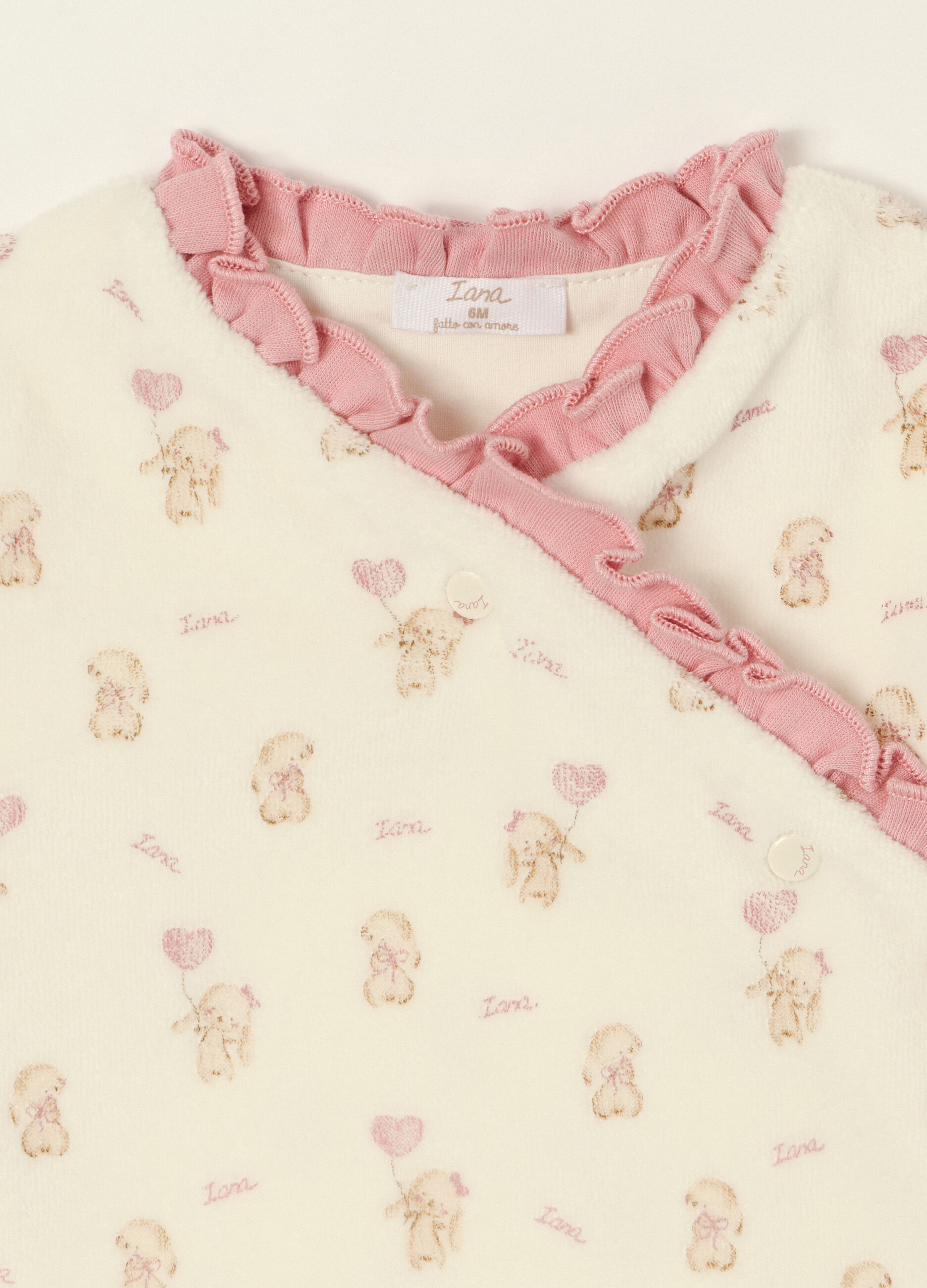 Pagliaccetto bianco in misto cotone per neonata_2