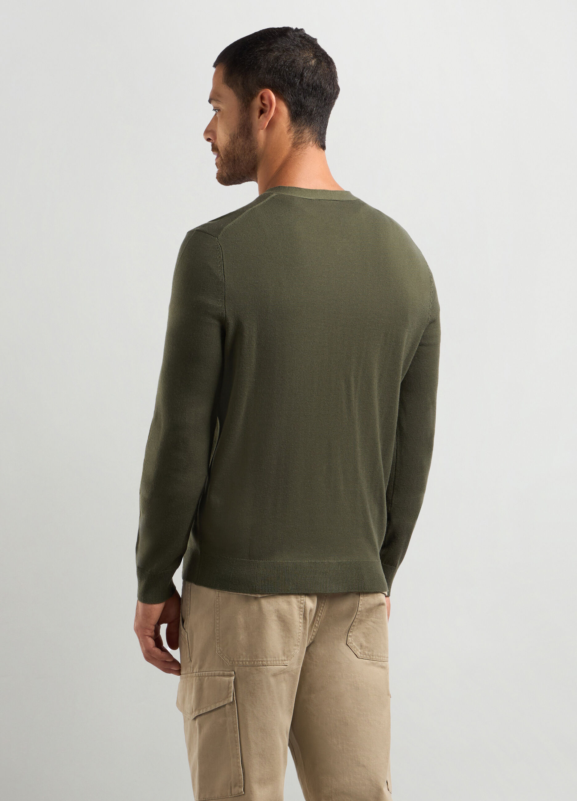 Cardigan collo a V maglia rasata uomo_1