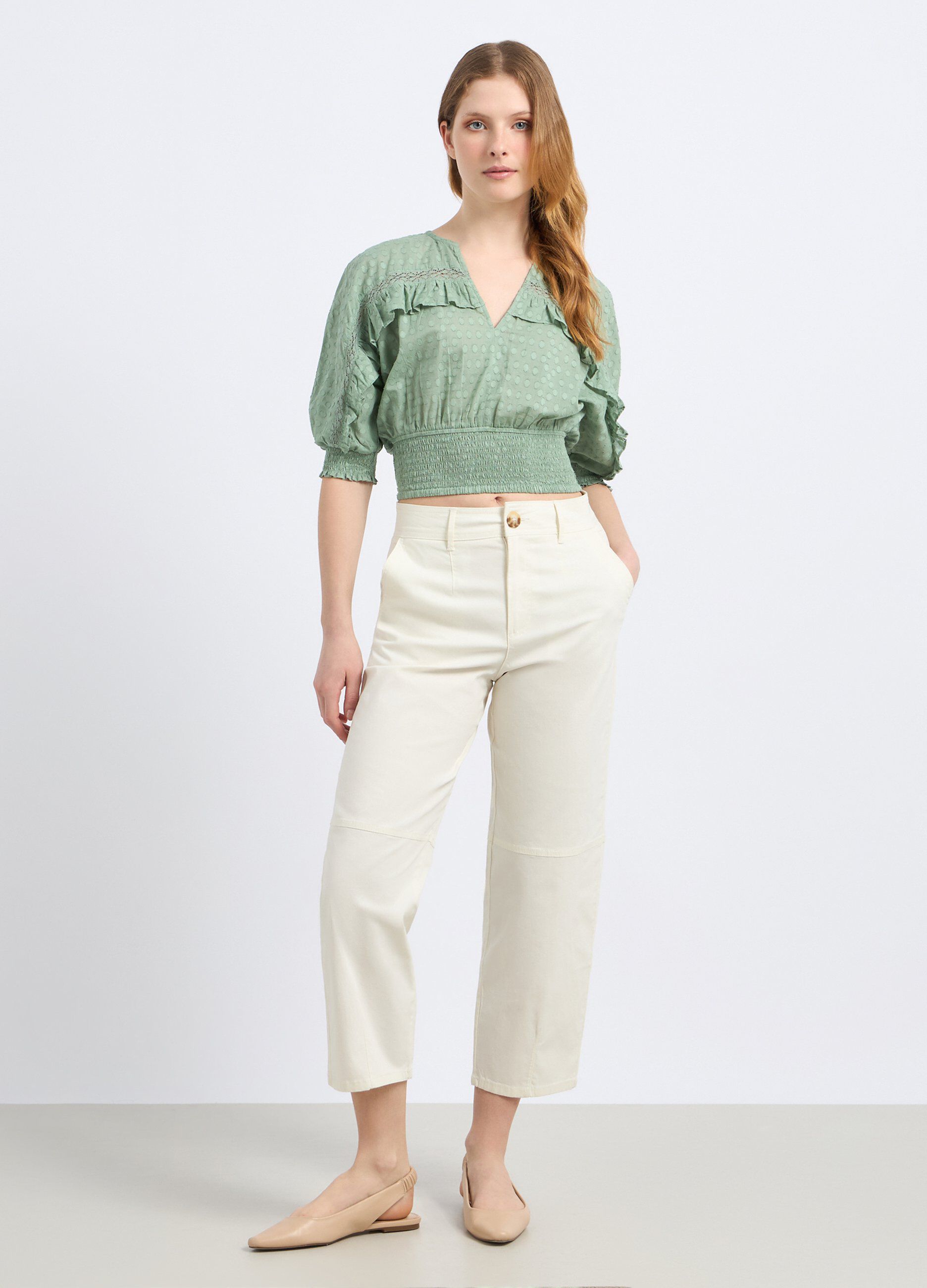 Pantaloni in cotone stretch donna_0