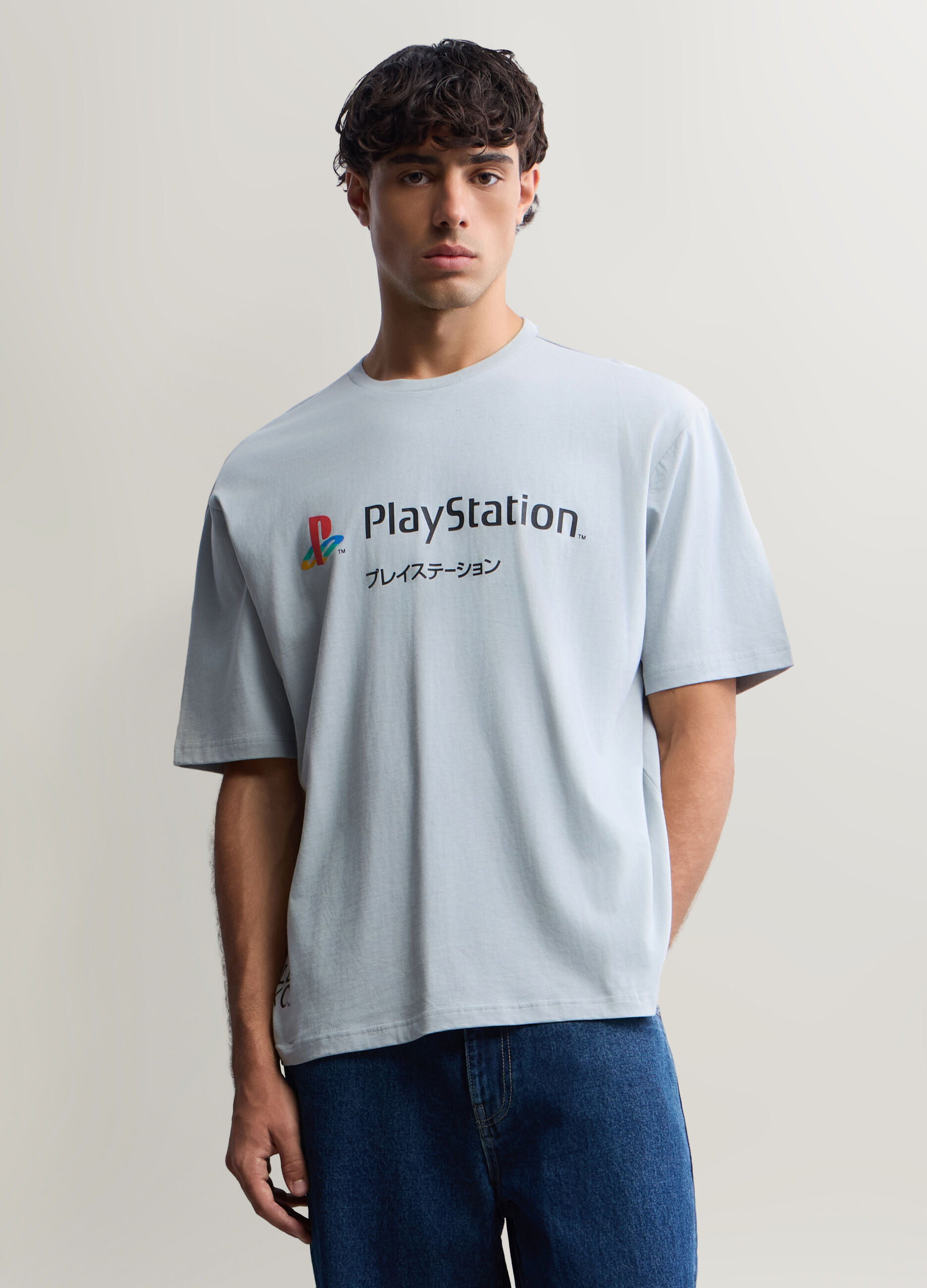 T-shirt girocollo in cotone con stampa Playstation uomo