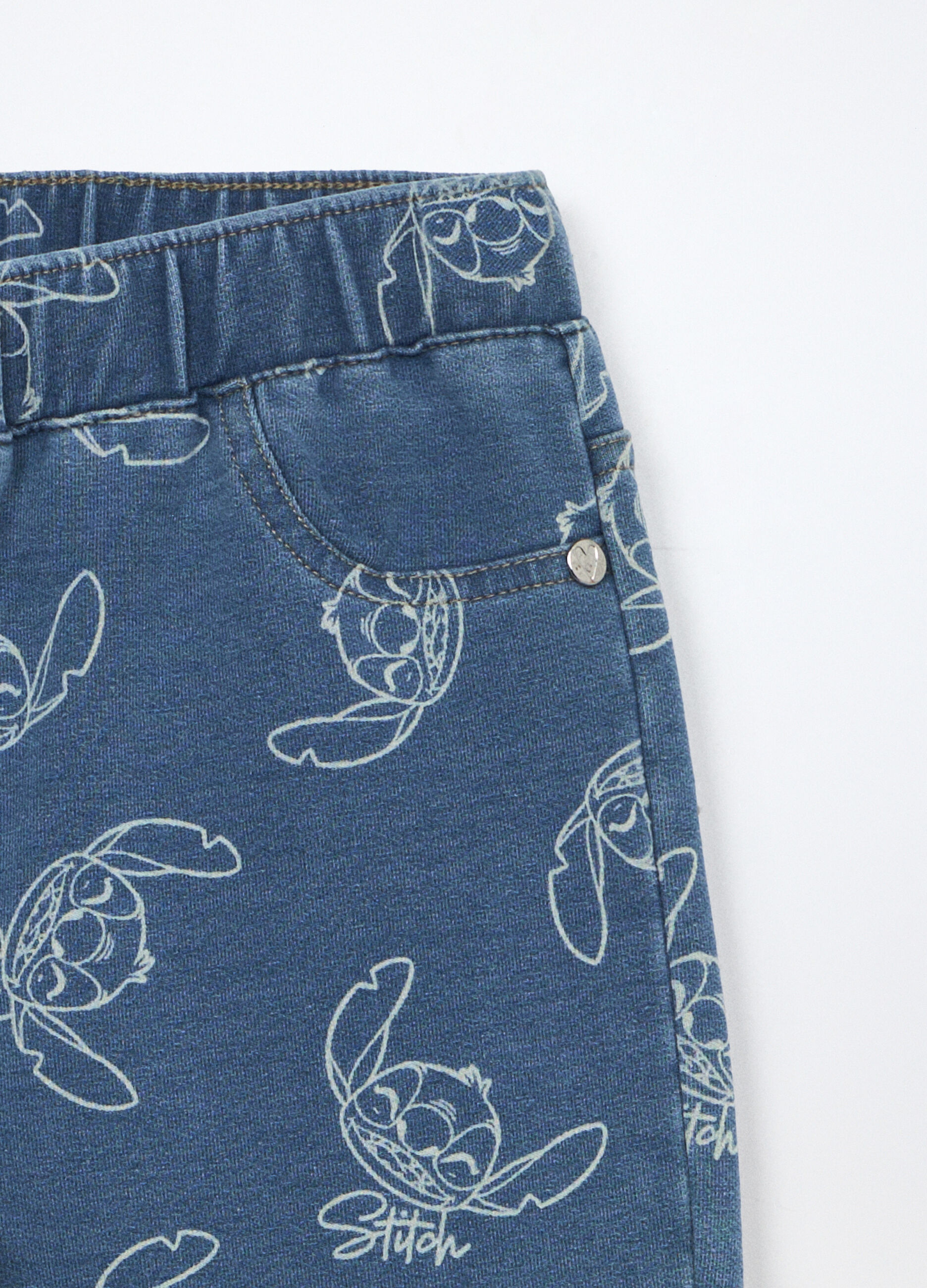 Pantaloni flare fit in french terry denim bambina_2