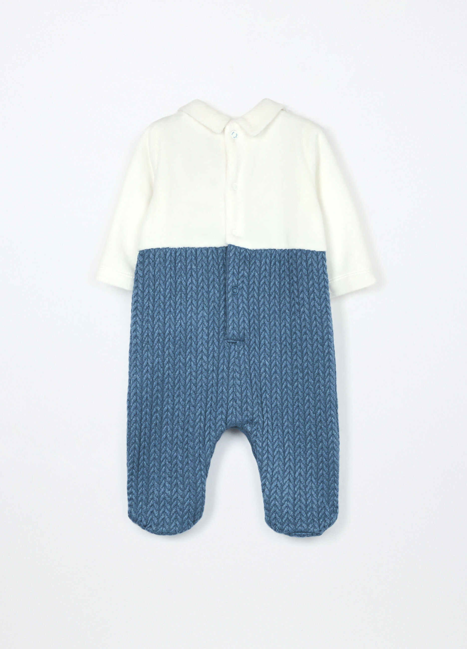 Tutina lunga a salopette in velour neonato_1