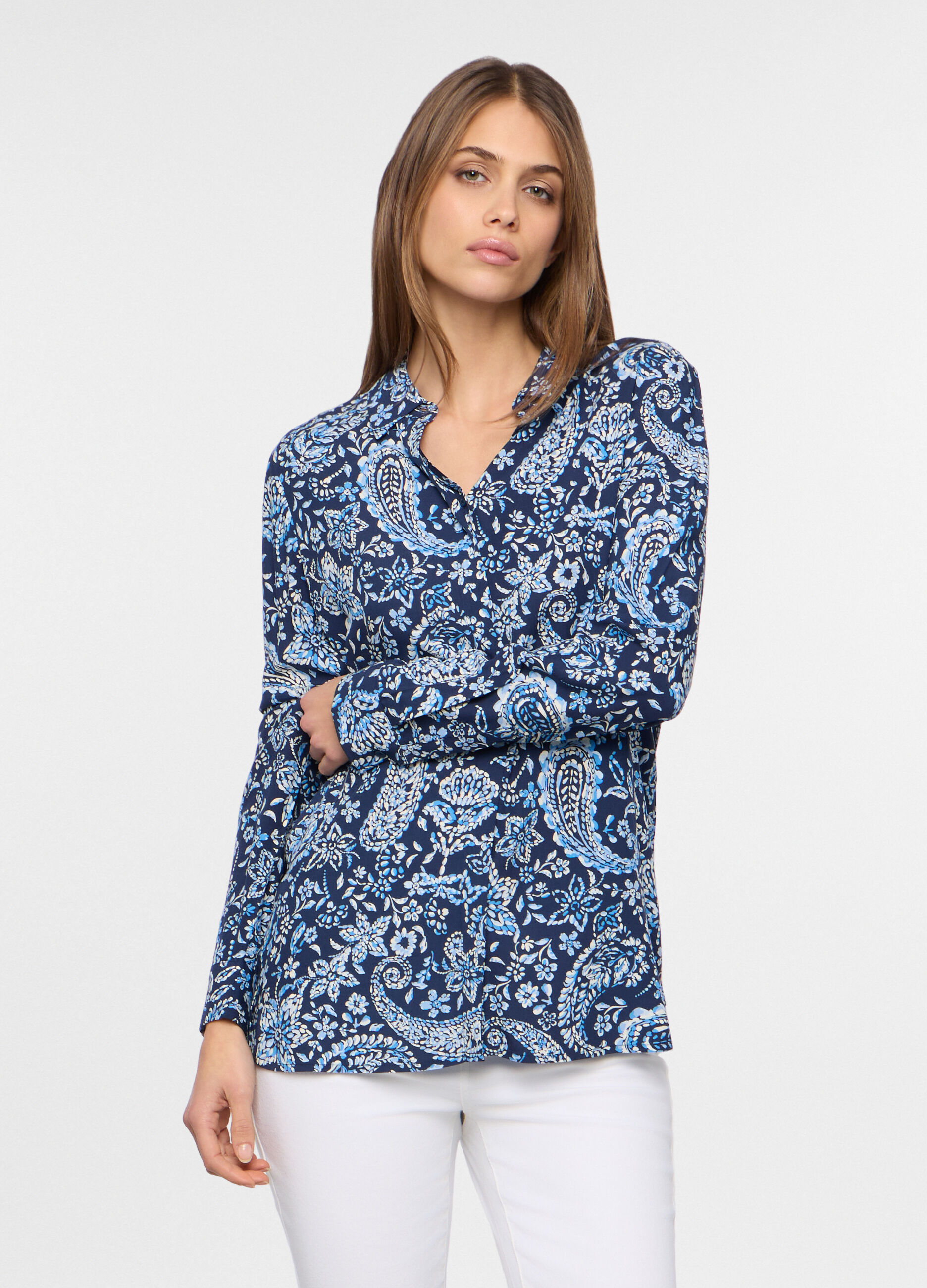 Camicia in pura viscosa con stampa donna_0