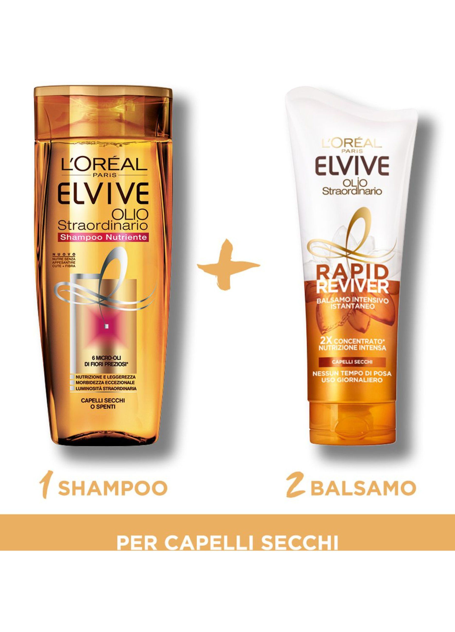 L'Oréal Paris Balsamo Istantaneo Rapid Reviver Elvive Olio Straordinario, Arricchito con Amminoacido e Olio di Jojoba, per Capelli Secchi, 180 ml._2