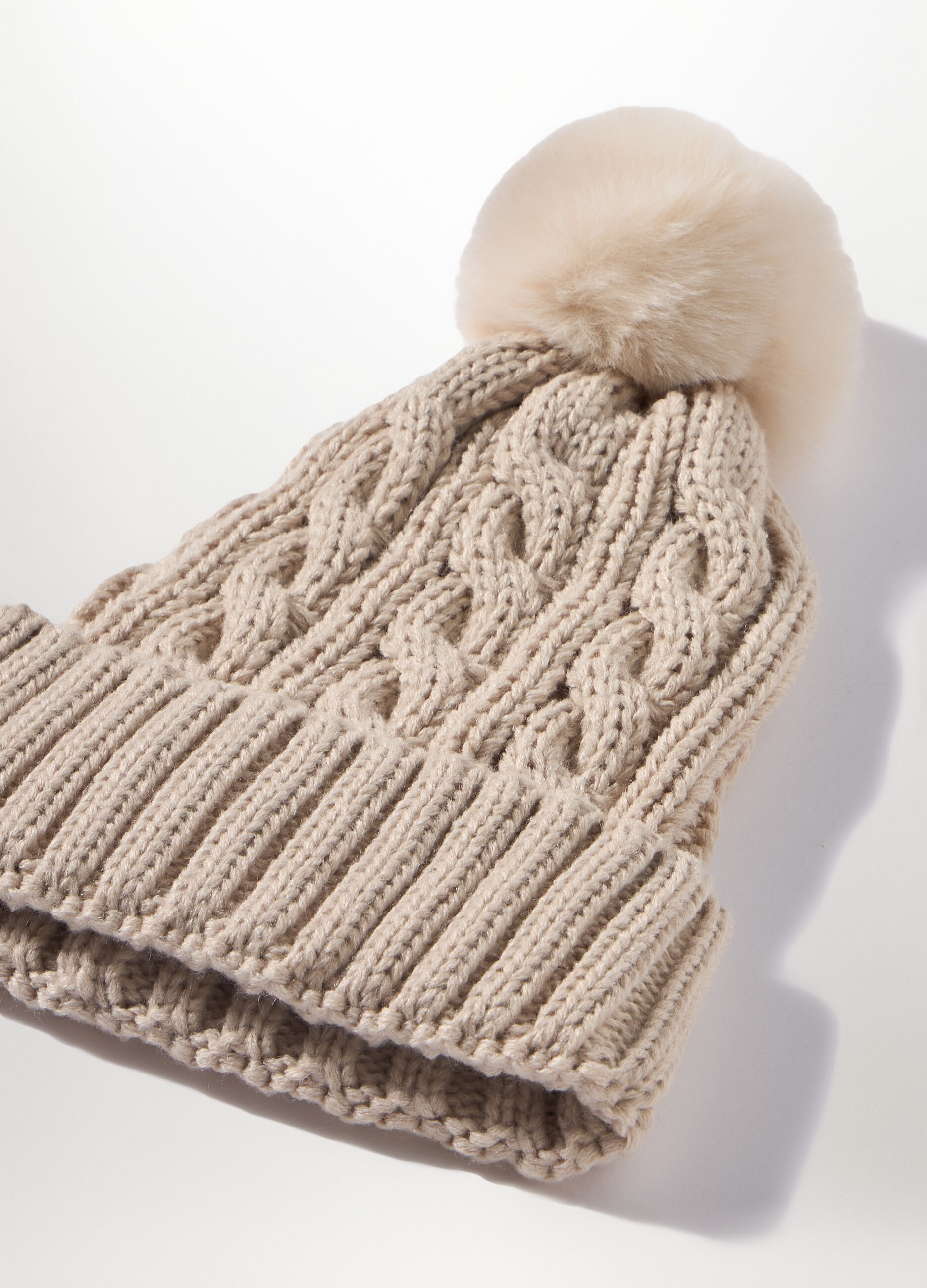 Berretto tricot con pon pom donna_2