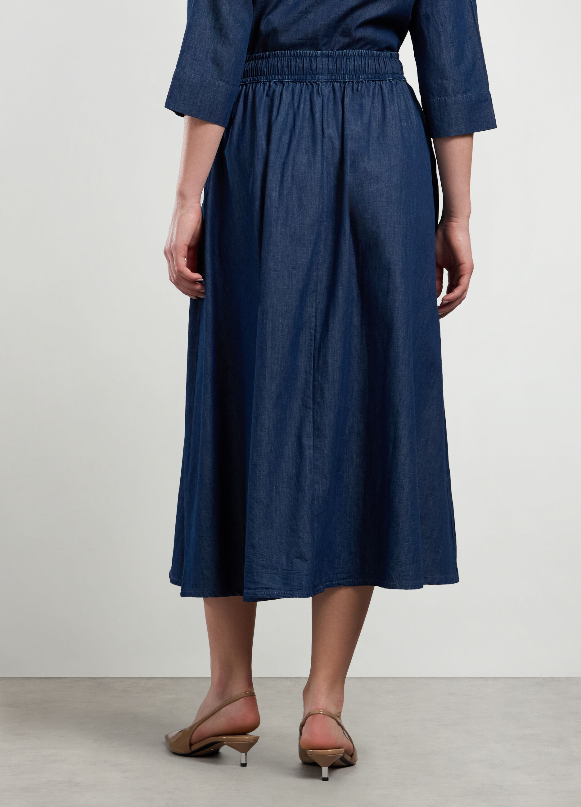 Gonna lunga in denim di puro cotone donna_1