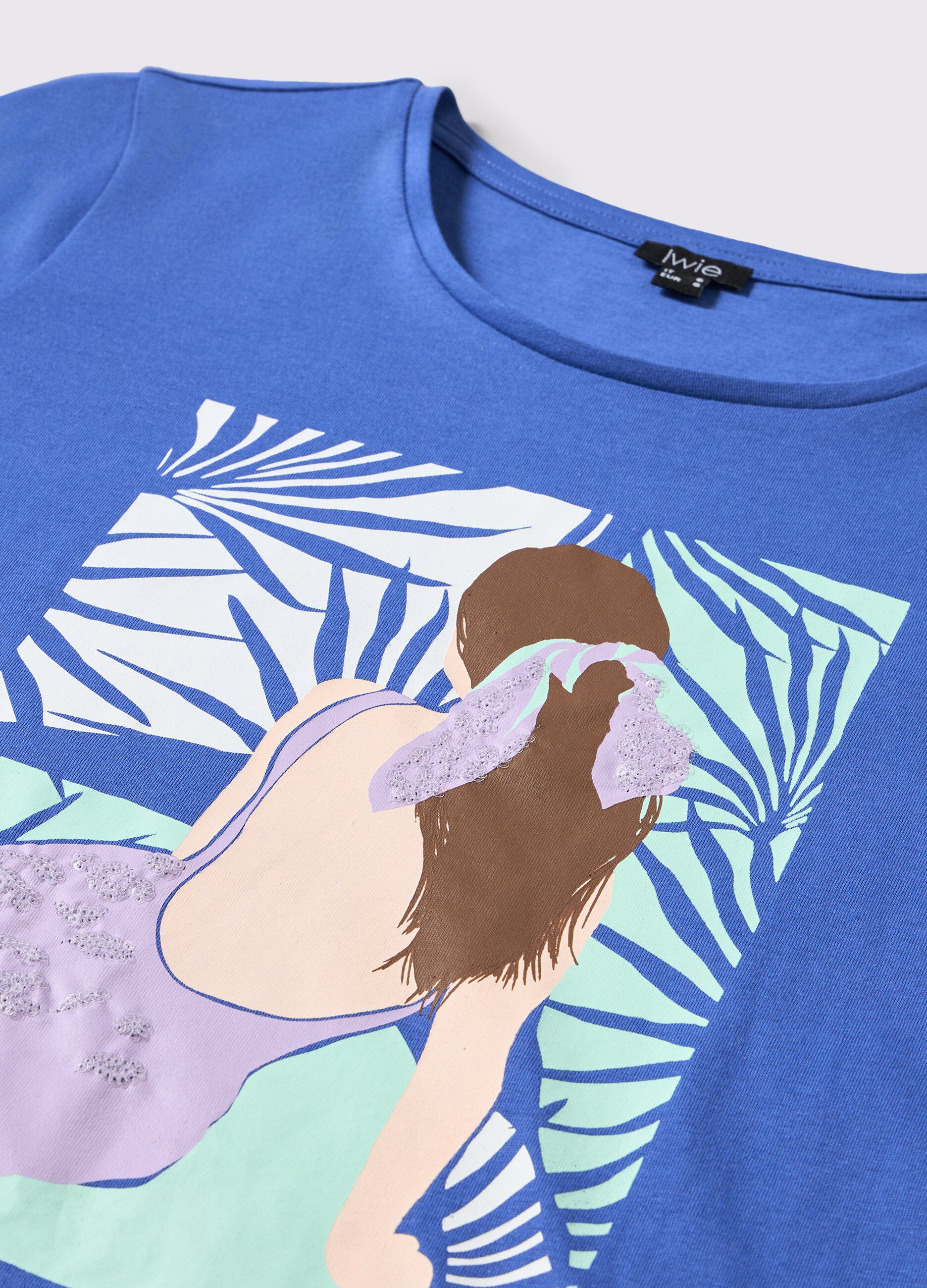 T-shirt in puro cotone con paillettes donna_1