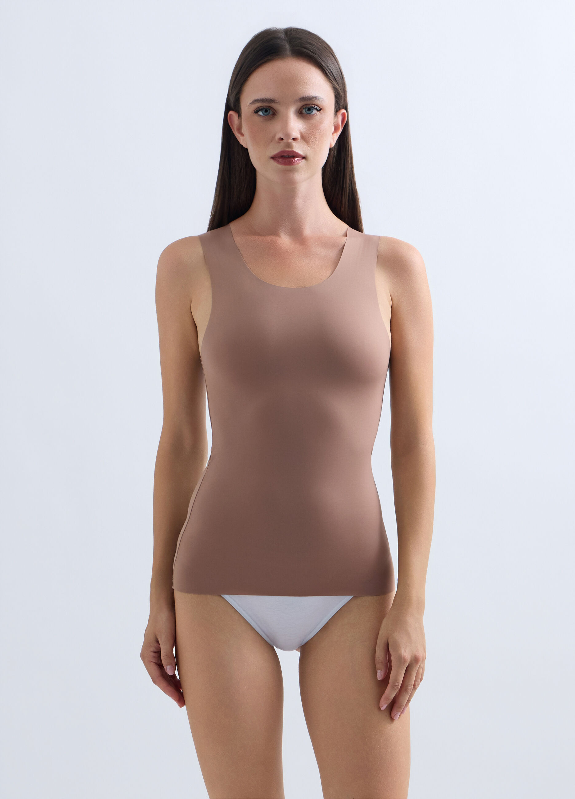 Canotta con scollo rotondo stretch donna