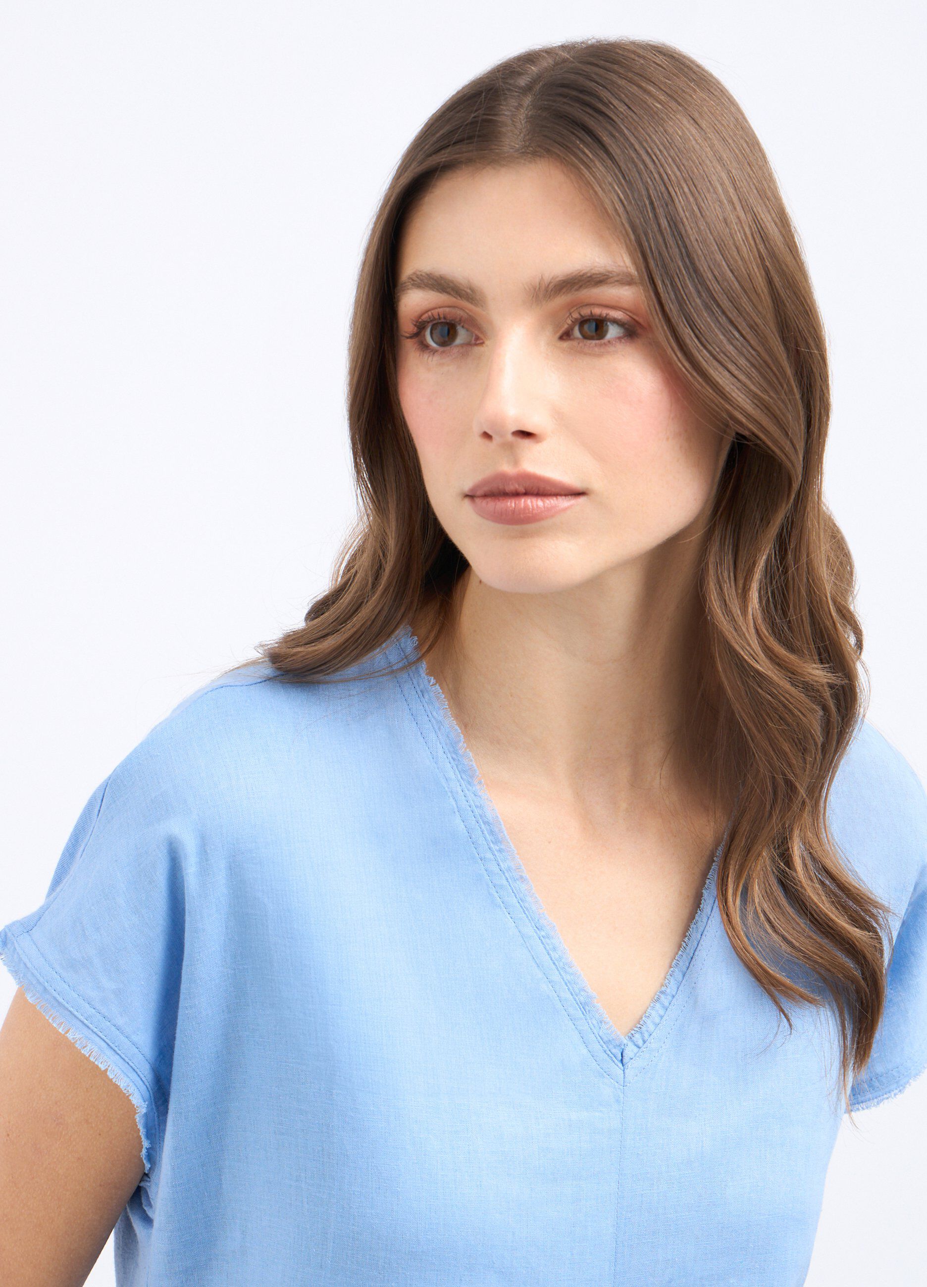 T-shirt in misto lino donna_2