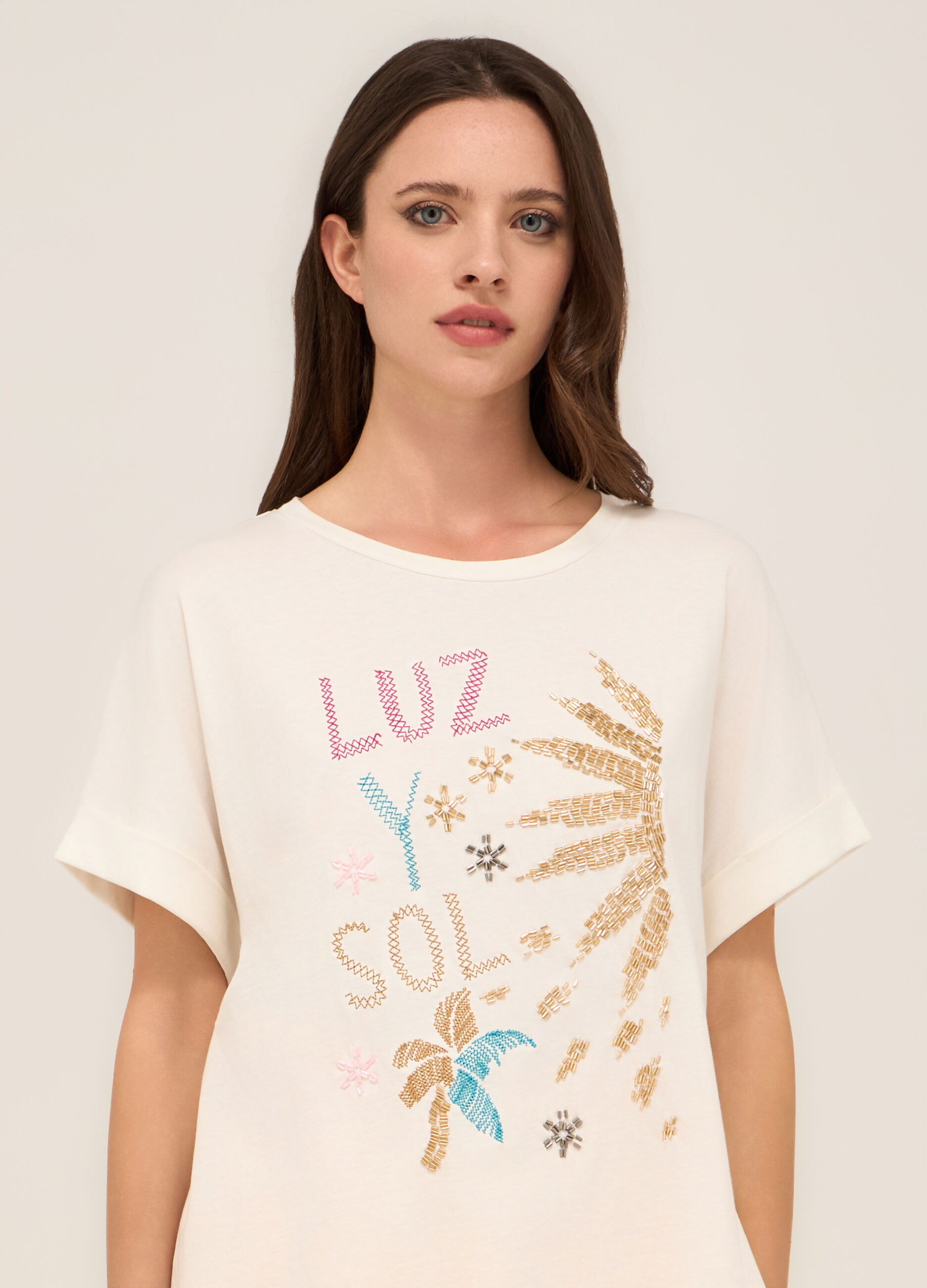 T-shirt in jersey di puro cotone donna_2